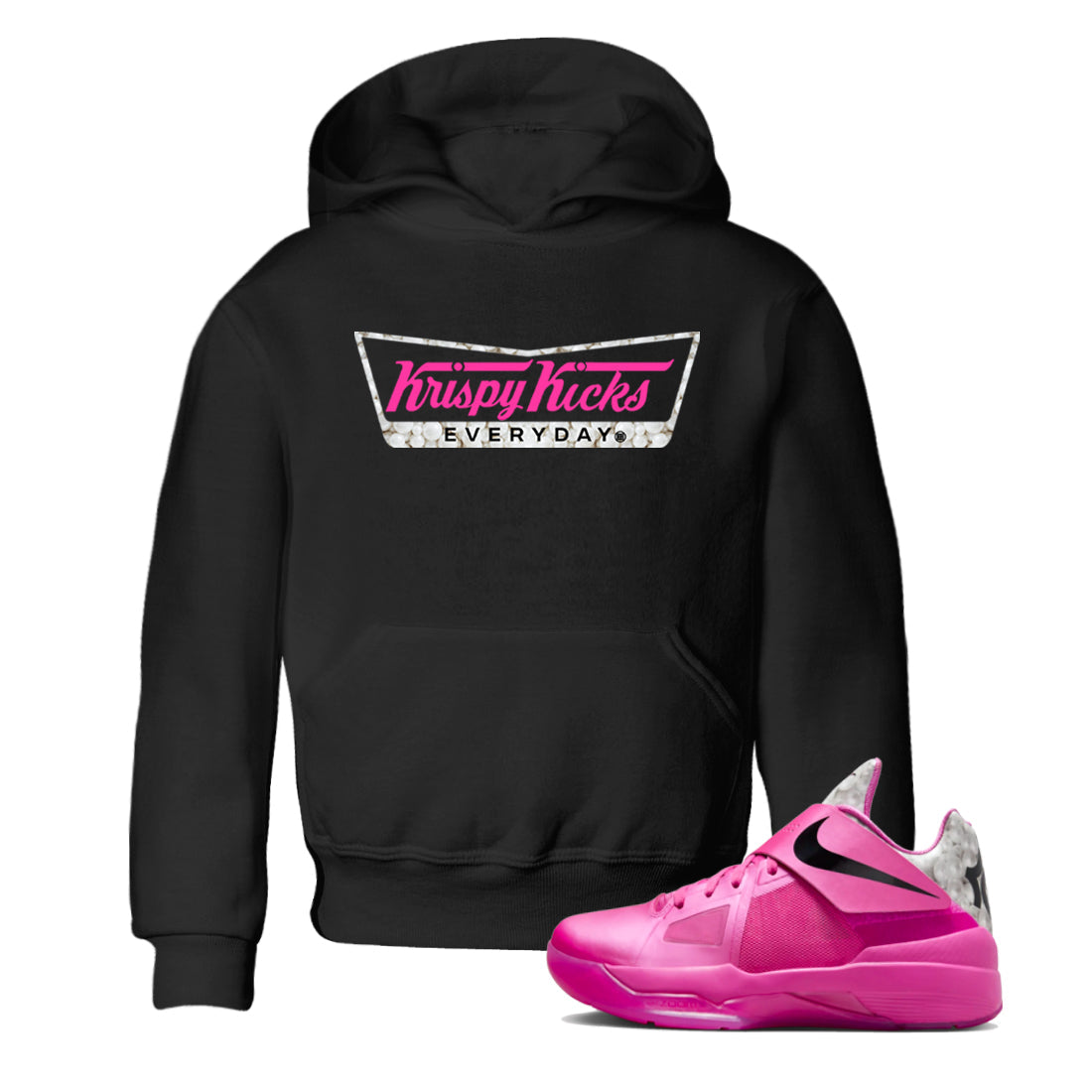 Nike KD 4 Retro Aunt Pearl shirts to match jordans Krispy Kicks sneaker match tees Nike KD 4 Aunt Pearl match shoes to clothes Drip Gear Zone Youth Baby Black 1 tee