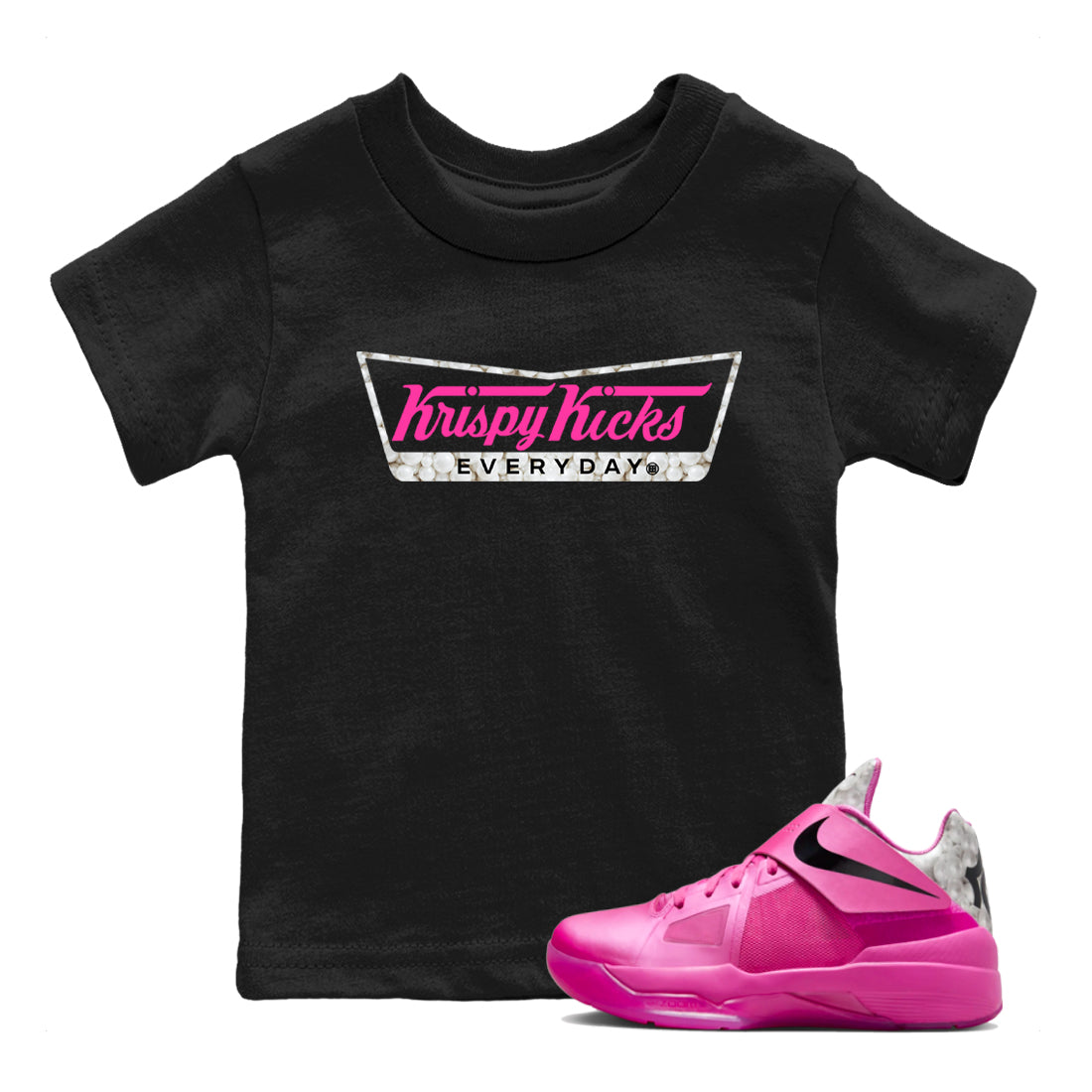 Nike KD 4 Retro Aunt Pearl shirts to match jordans Krispy Kicks sneaker match tees Nike KD 4 Aunt Pearl match shoes to clothes Drip Gear Zone Youth Baby Black 1 tee