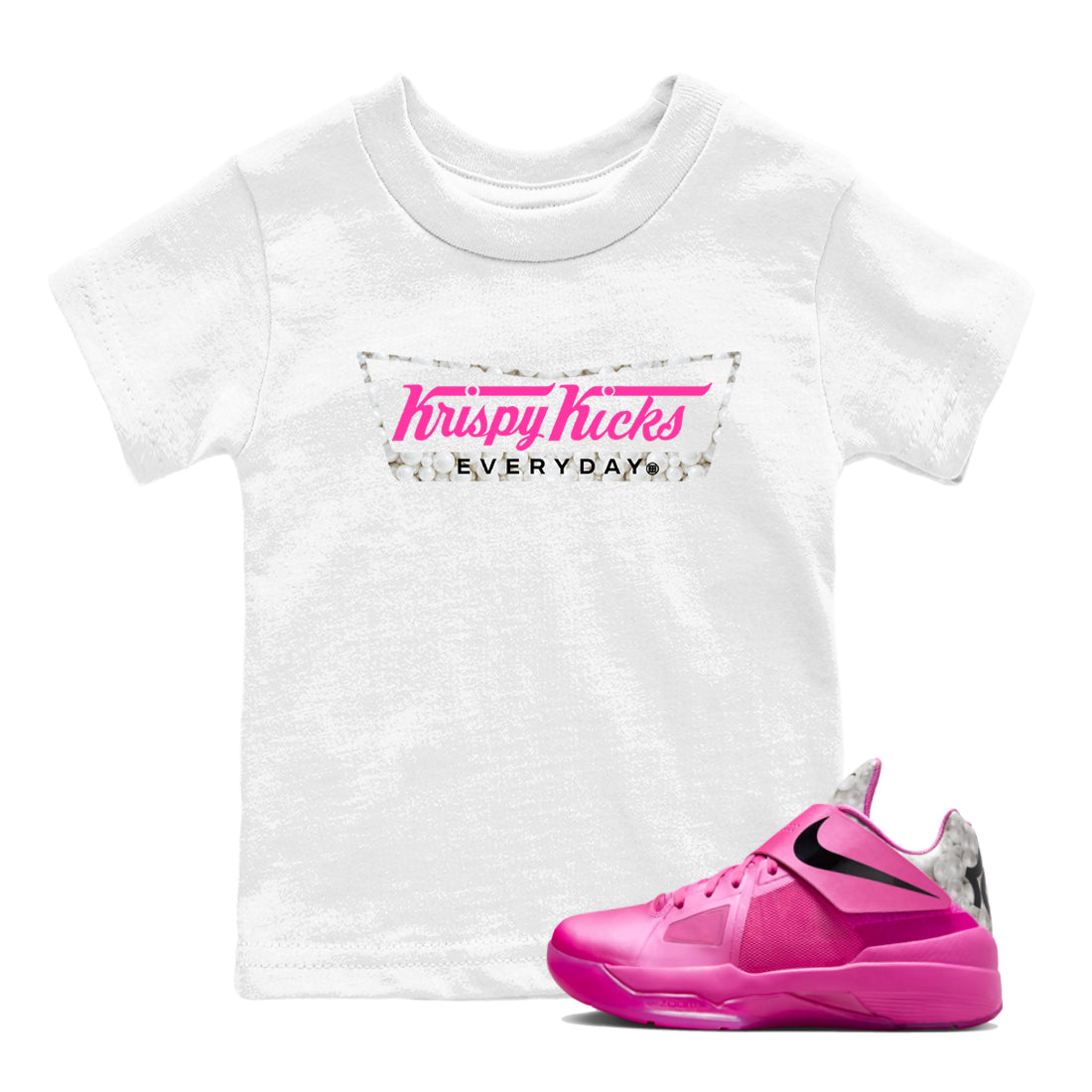 Nike KD 4 Retro Aunt Pearl shirts to match jordans Krispy Kicks sneaker match tees Nike KD 4 Aunt Pearl match shoes to clothes Drip Gear Zone Youth Baby White 1 tee