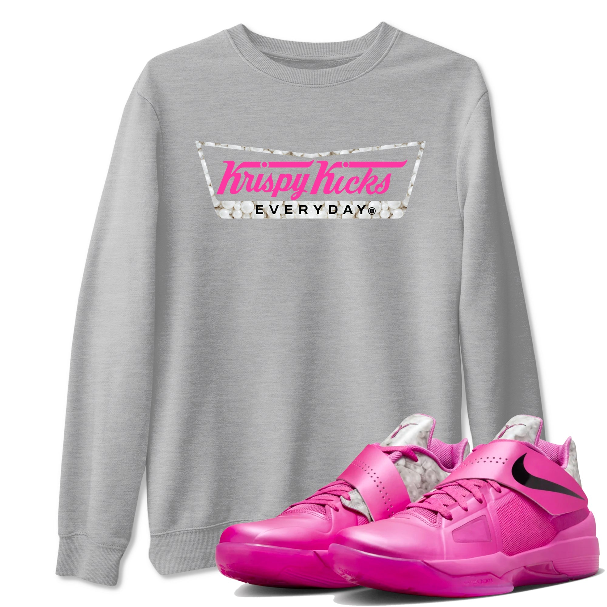 Nike KD 4 Retro Aunt Pearl shirts to match jordans Krispy Kicks sneaker match tees Nike KD 4 Aunt Pearl match shoes to clothes Drip Gear Zone unisex cotton Heather Grey 1 shirts