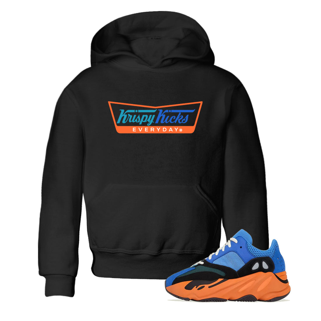Yeezy 700 Bright Blue shirts to match jordans Krispy Kicks sneaker match tees Yeezy 700 Bright Blue match shoes to clothes Drip Gear Zone Youth Baby Black 1 tee