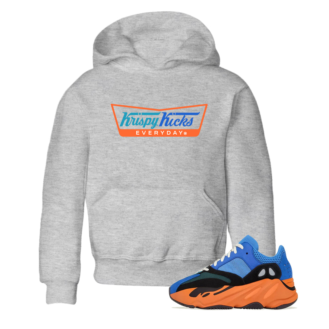Yeezy 700 Bright Blue shirts to match jordans Krispy Kicks sneaker match tees Yeezy 700 Bright Blue match shoes to clothes Drip Gear Zone Youth Baby Heather Grey 1 tee