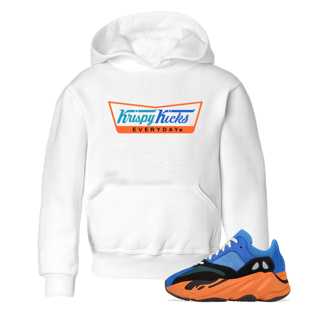 Yeezy 700 Bright Blue shirts to match jordans Krispy Kicks sneaker match tees Yeezy 700 Bright Blue match shoes to clothes Drip Gear Zone Youth Baby White 1 tee