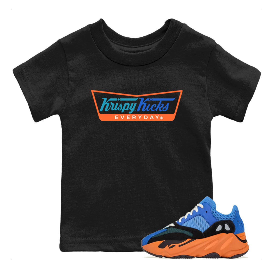 Yeezy 700 Bright Blue shirts to match jordans Krispy Kicks sneaker match tees Yeezy 700 Bright Blue match shoes to clothes Drip Gear Zone Youth Baby Black 1 tee
