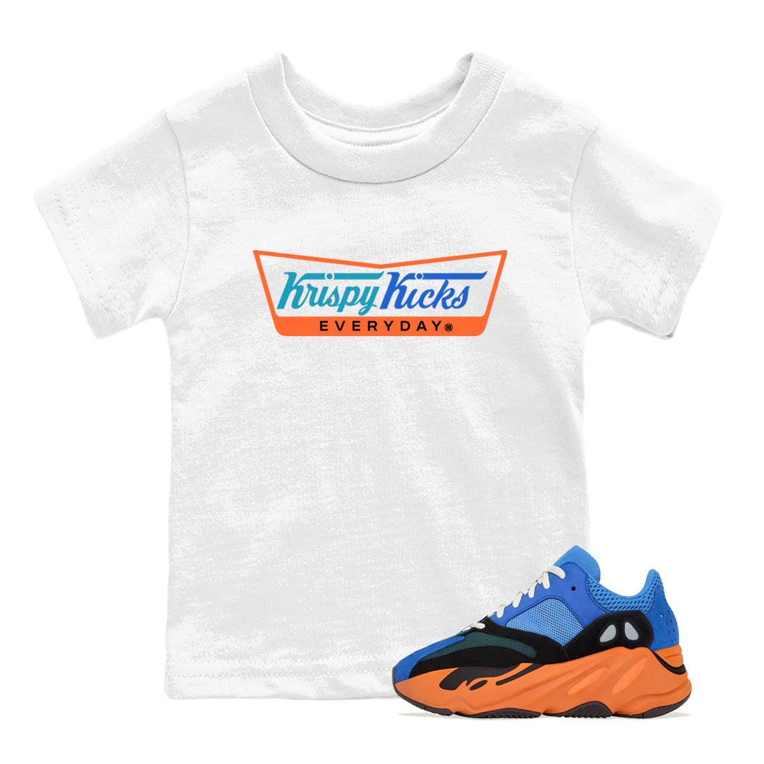 Yeezy 700 Bright Blue shirts to match jordans Krispy Kicks sneaker match tees Yeezy 700 Bright Blue match shoes to clothes Drip Gear Zone Youth Baby White 1 tee