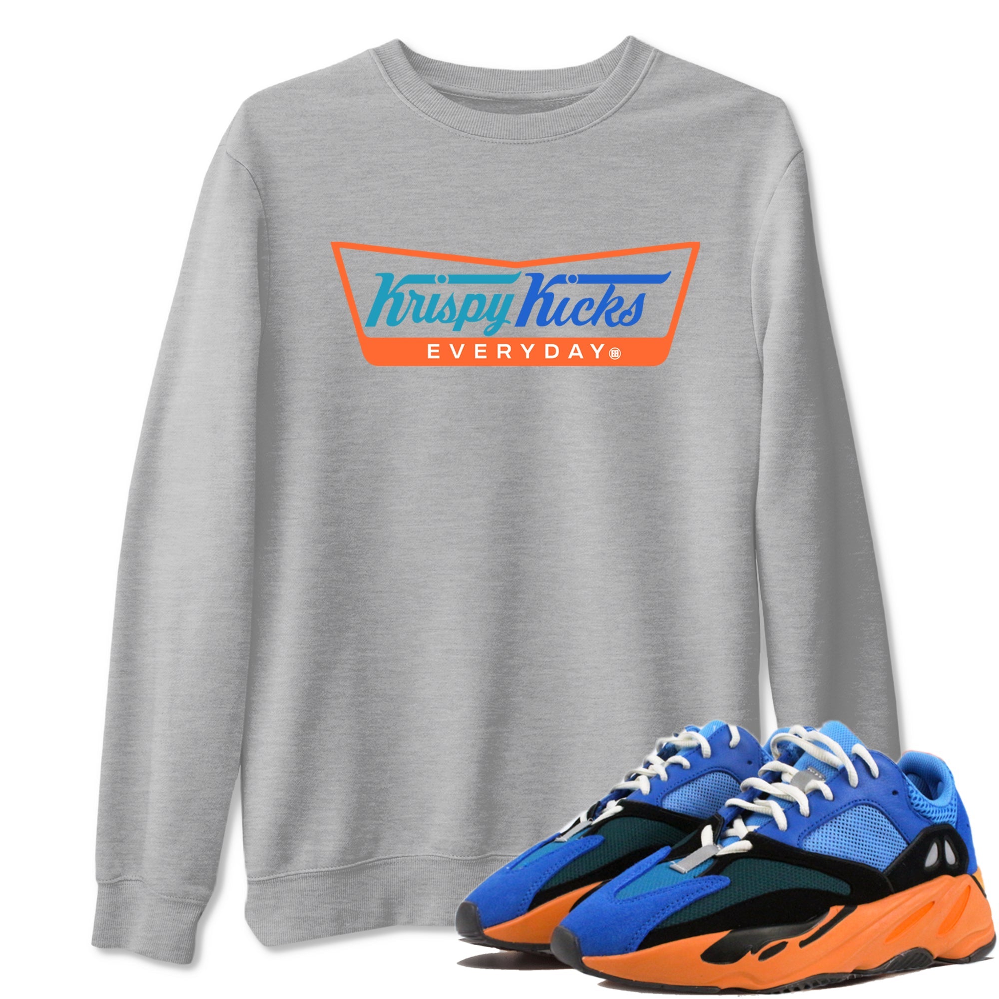 Yeezy 700 Bright Blue shirts to match jordans Krispy Kicks sneaker match tees Yeezy 700 Bright Blue match shoes to clothes Drip Gear Zone unisex cotton Heather Grey 1 shirts