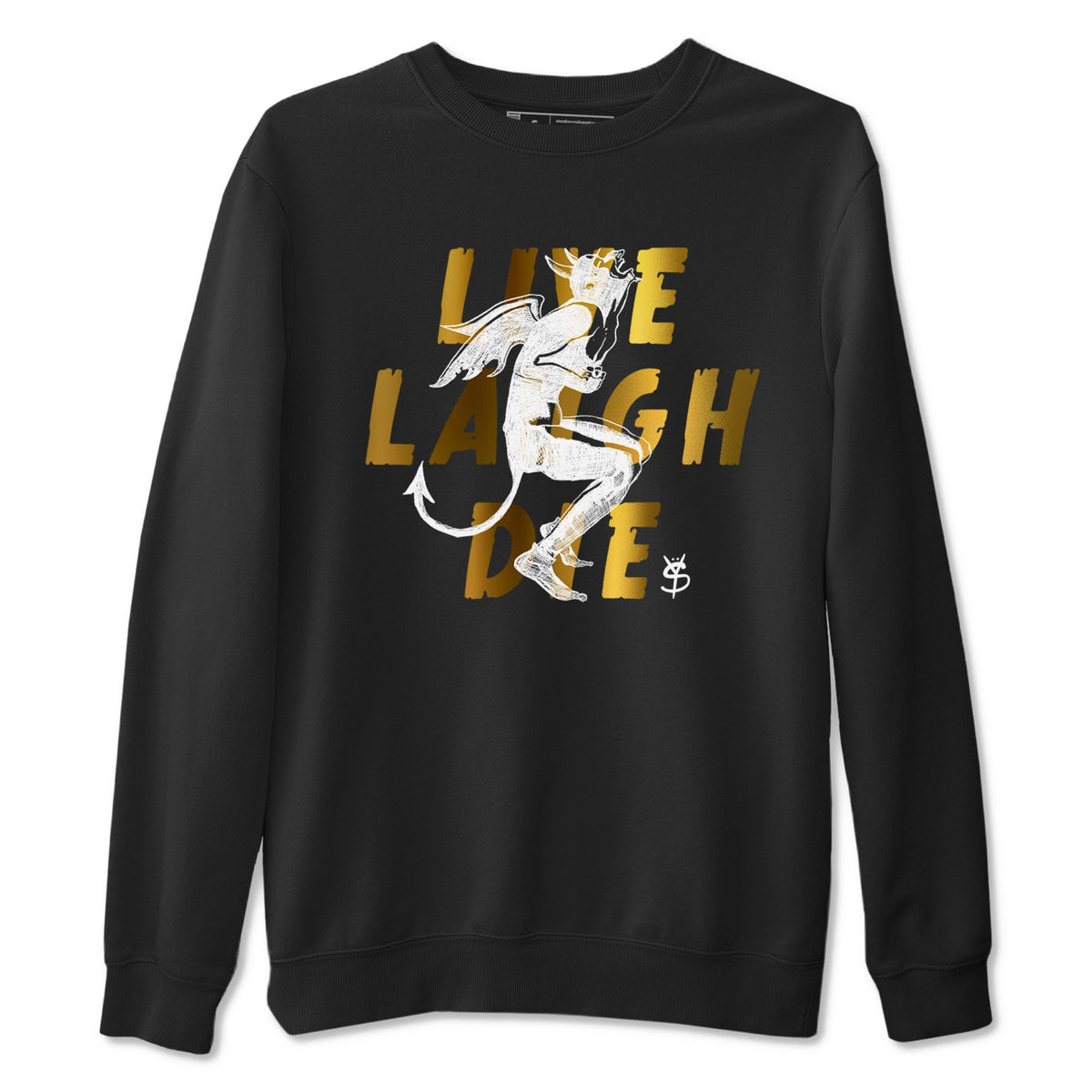 1s Black Metallic Gold shirts to match jordans Laughing Devil sneaker match tees Air Jordan 1 Black Metallic Gold Drip Gear Zone unisex cotton Black 2 crew neck shirts