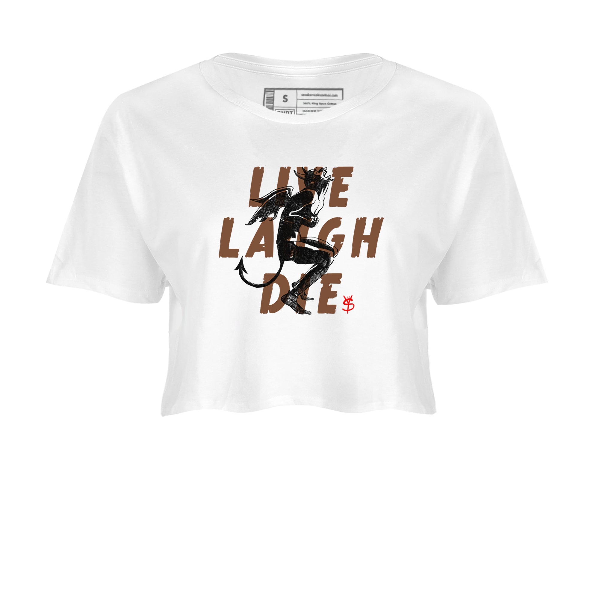 9s Olive shirts to match jordans Laughing Devil sneaker match tees Air Jordan 9 Olive match shoes to clothes Drip Gear Zone unisex cotton White 2 crop tee