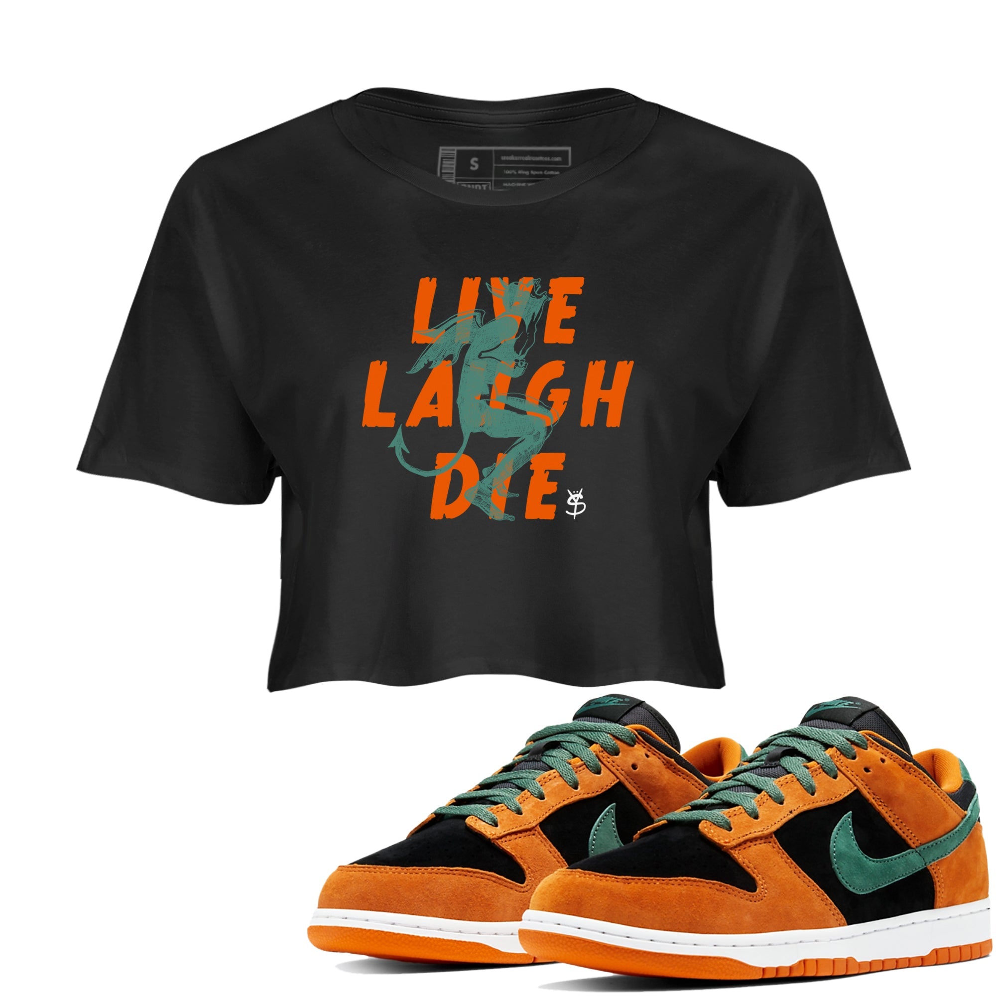 Dunk Low Ceramic shirts to match jordans Laughing Devil sneaker match tees Dunk Ceramic match shoes to clothes Drip Gear Zone unisex cotton Black 1 crop tee