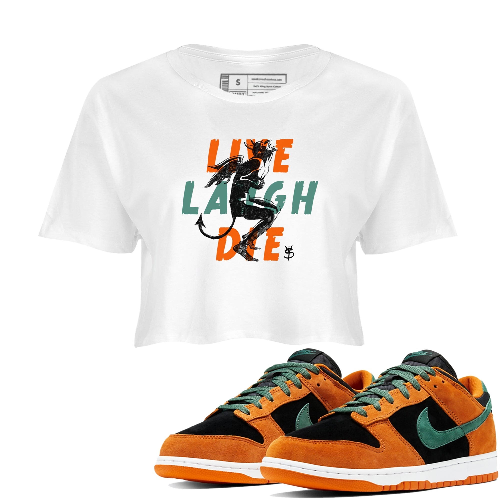 Dunk Low Ceramic shirts to match jordans Laughing Devil sneaker match tees Dunk Ceramic match shoes to clothes Drip Gear Zone unisex cotton White 1 crop tee