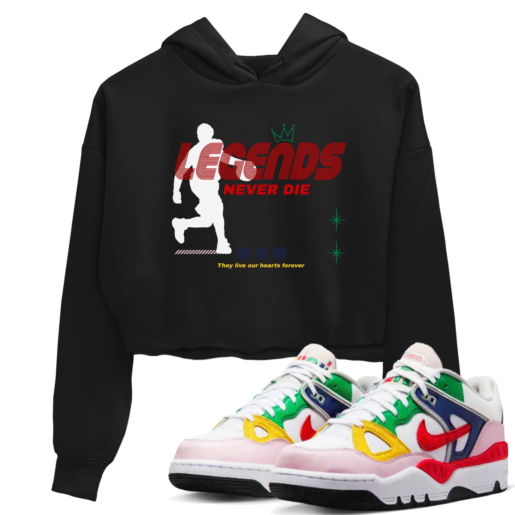 AF 3 Nigo shirtsto match jordans Legends Never Die sneaker match tees Air Force 3 Low x Nigo Blue Void and Tour Yellow match shoes to clothes Drip Gear Zone unisex cotton Black 1 crop tee