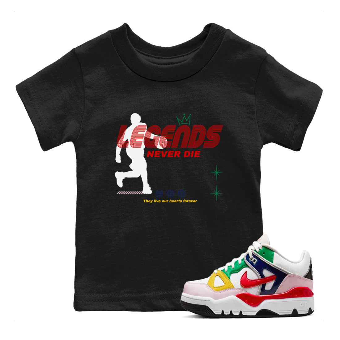 AF 3 Nigo shirtsto match jordans Legends Never Die sneaker match tees Air Force 3 Low x Nigo Blue Void and Tour Yellow match shoes to clothes Drip Gear Zone Youth Baby Black 1 tee