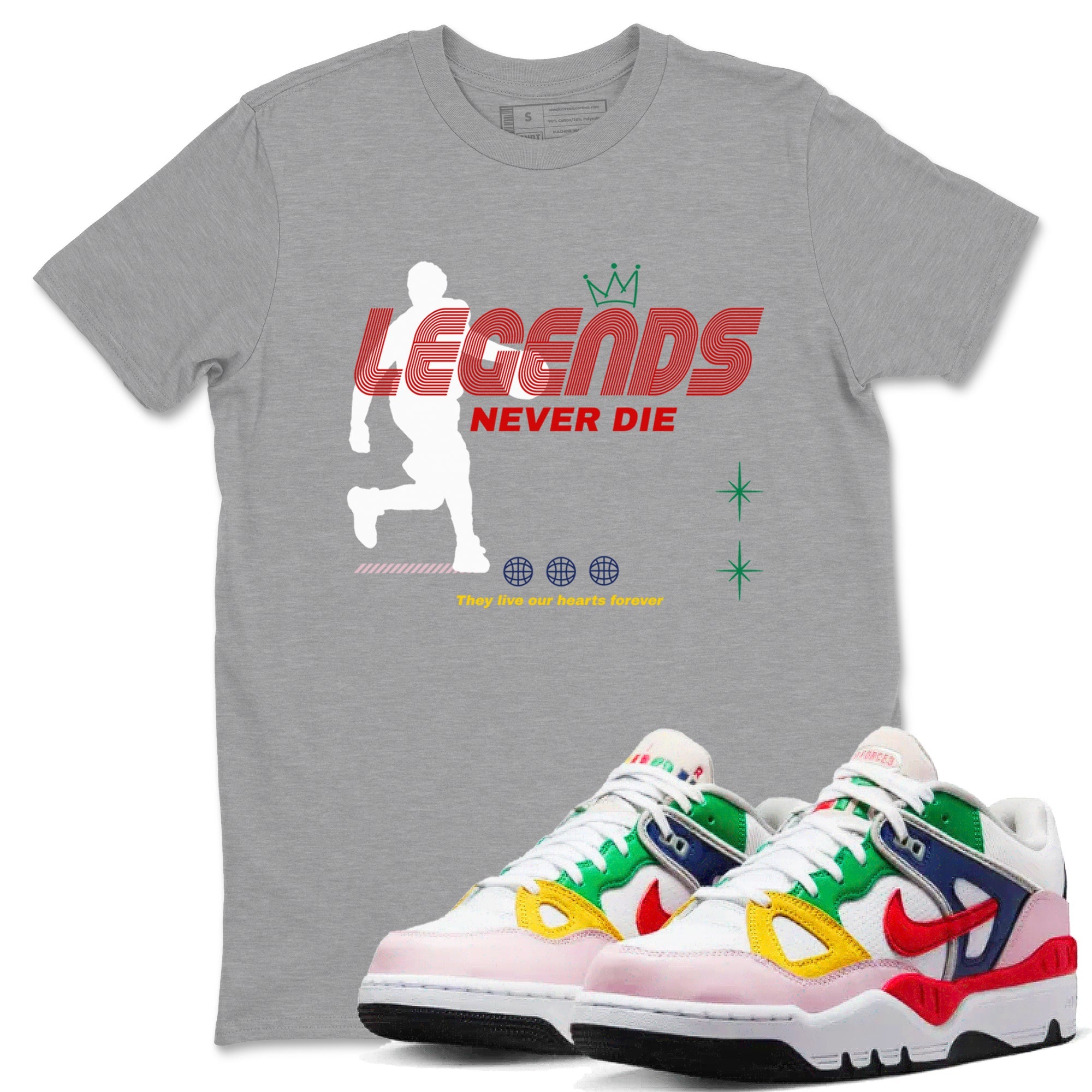 AF 3 Nigo shirtsto match jordans Legends Never Die sneaker match tees Air Force 3 Low x Nigo Blue Void and Tour Yellow match shoes to clothes Drip Gear Zone unisex cotton Heather Grey 1 shirts