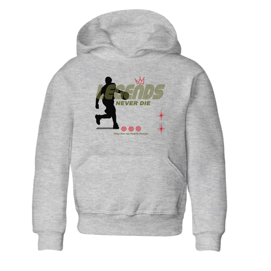 Jordan 1 Olive t shirts to match sneakers Legends Never Die sneaker match tees Air Jordan 1 Low x Travis Scott Reverse Olive tee Drip Gear Zone Youth Baby Heather Grey 2 tee