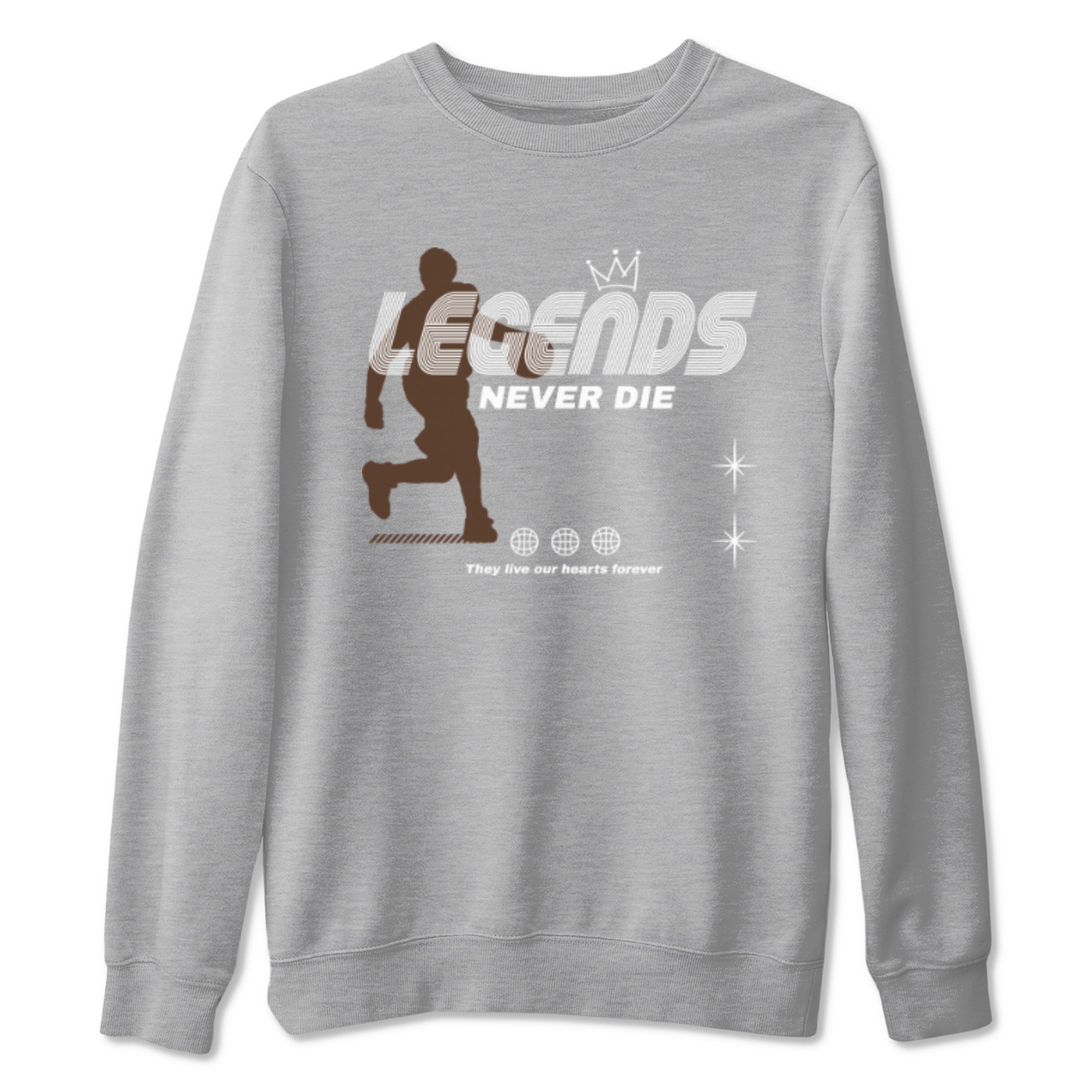 12s Baroque Brown shirts to match jordans Legends Never Die sneaker match tees Air Jordan 12 Baroque Brown match shoes to clothes Drip Gear Zone unisex cotton Heather Grey 2 shirts