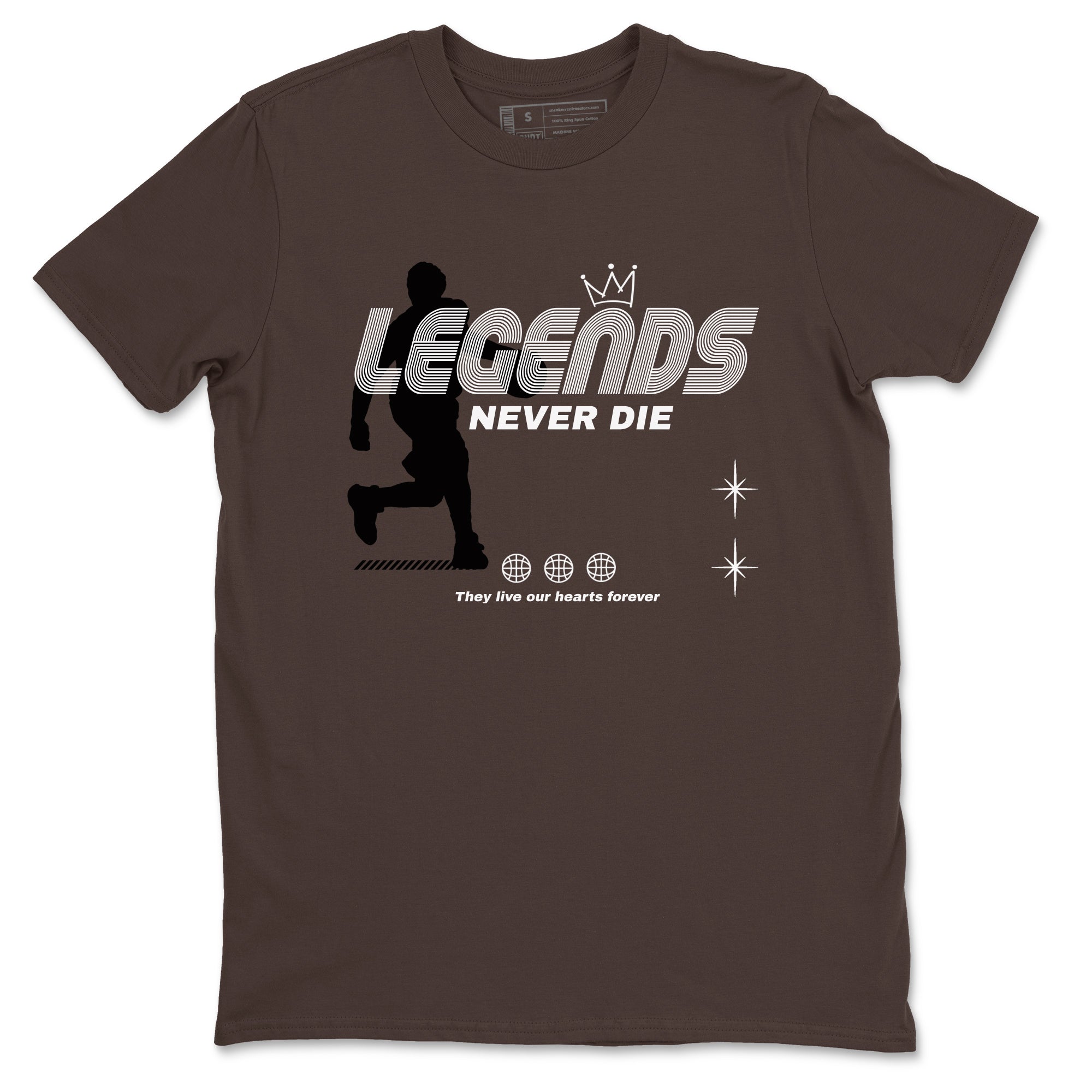12s Baroque Brown shirts to match jordans Legends Never Die sneaker match tees Air Jordan 12 Baroque Brown match shoes to clothes Drip Gear Zone unisex cotton Dark Chocolate 2 shirts