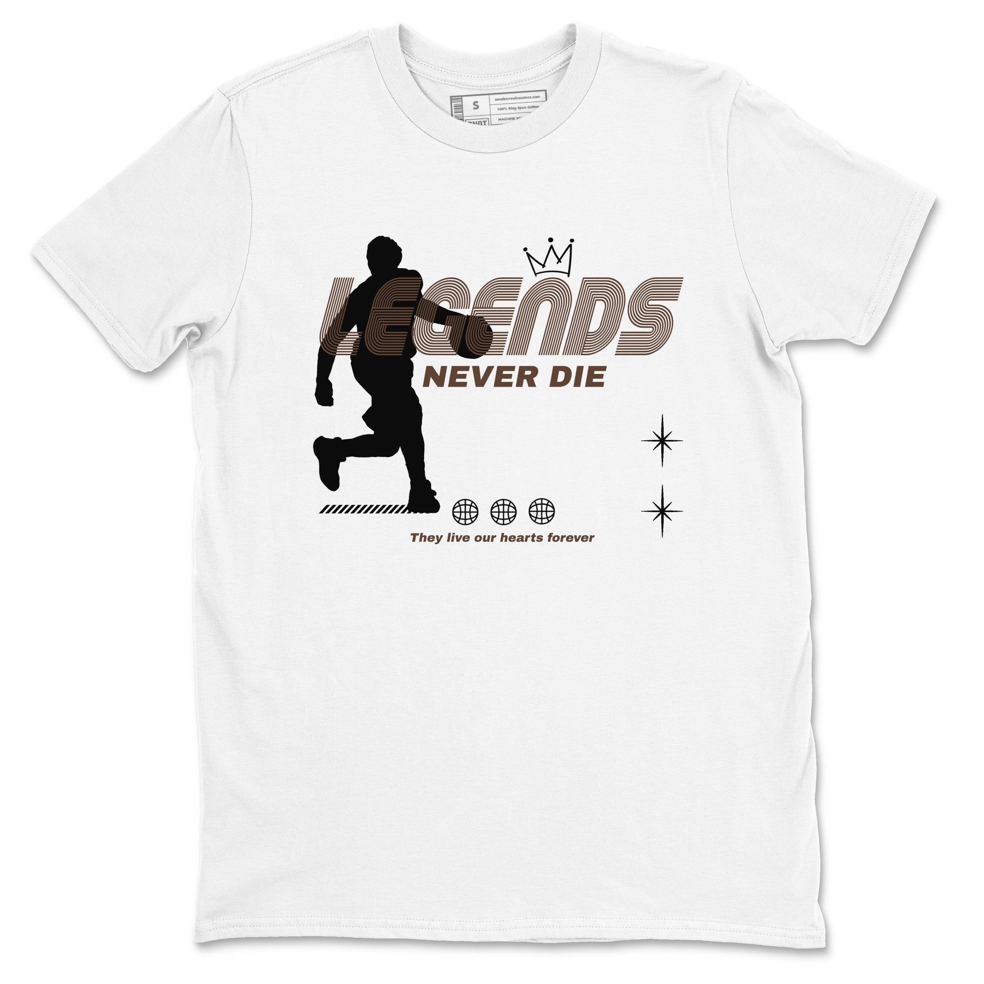 12s Baroque Brown shirts to match jordans Legends Never Die sneaker match tees Air Jordan 12 Baroque Brown match shoes to clothes Drip Gear Zone unisex cotton White 2 shirts