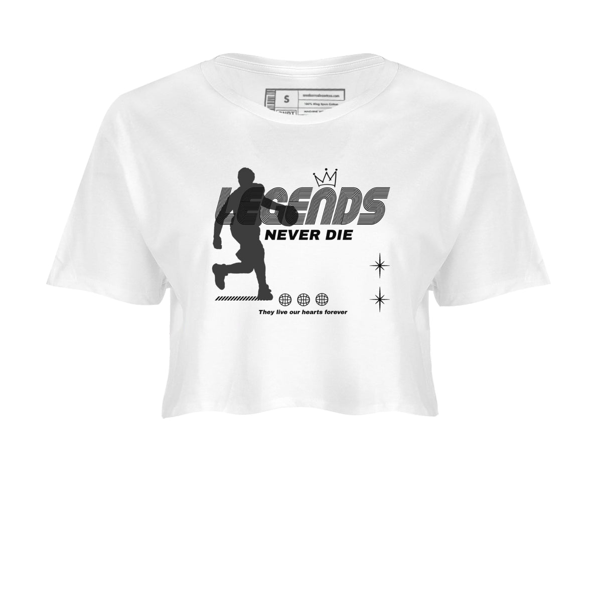 12s Black Wolf Grey shirts to match jordans Legends Never Die sneaker match tees Air Jordan 12 Black Wolf Grey match shoes to clothes Drip Gear Zone unisex cotton White 2 crop tee