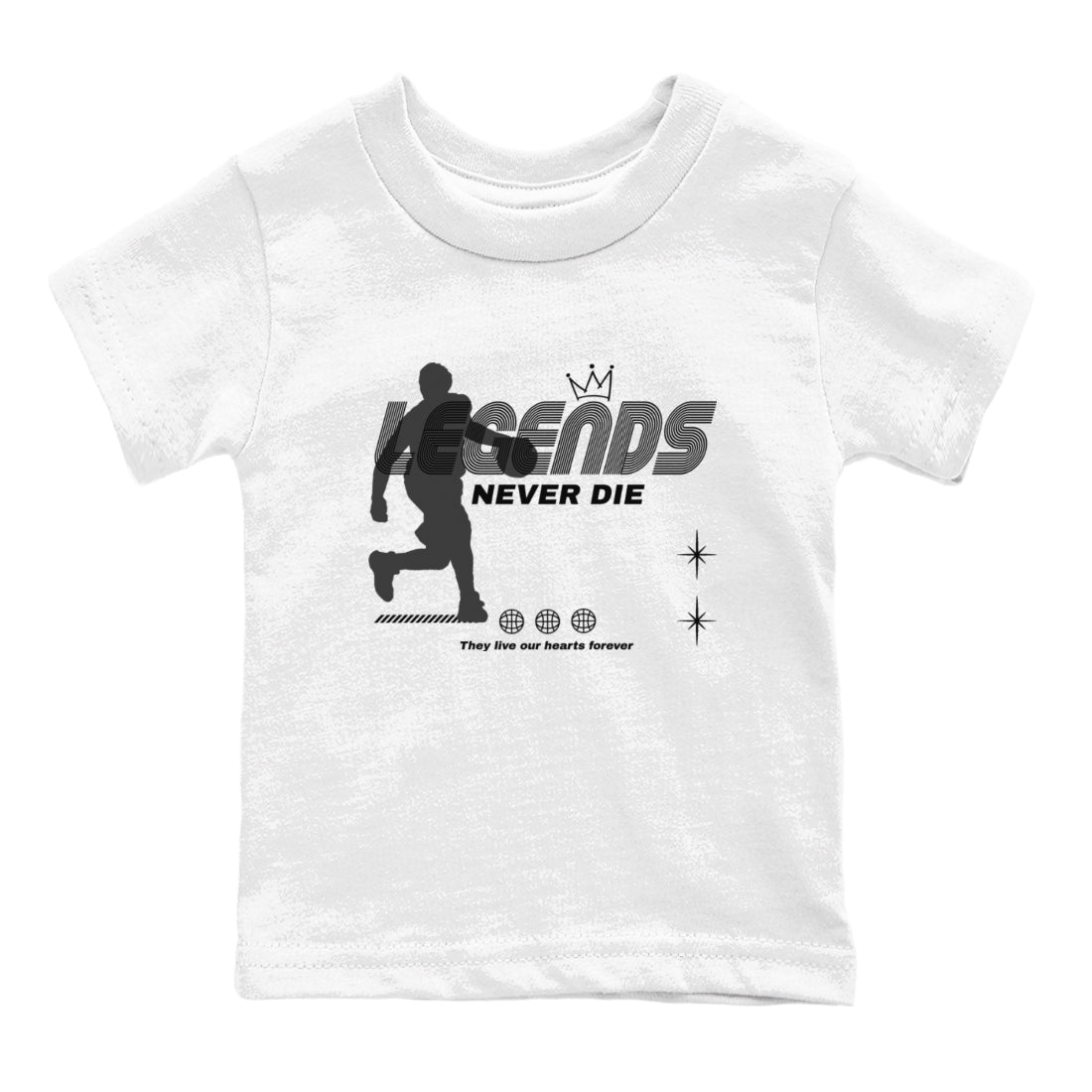 12s Black Wolf Grey shirts to match jordans Legends Never Die sneaker match tees Air Jordan 12 Black Wolf Grey match shoes to clothes Drip Gear Zone Youth Baby White 2 tee