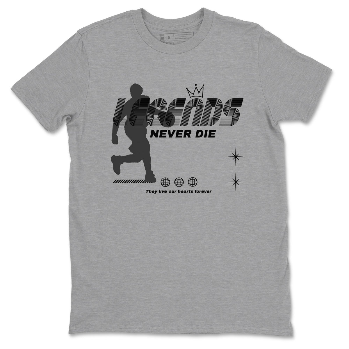12s Black Wolf Grey shirts to match jordans Legends Never Die sneaker match tees Air Jordan 12 Black Wolf Grey match shoes to clothes Drip Gear Zone unisex cotton Heather Grey 2 shirts
