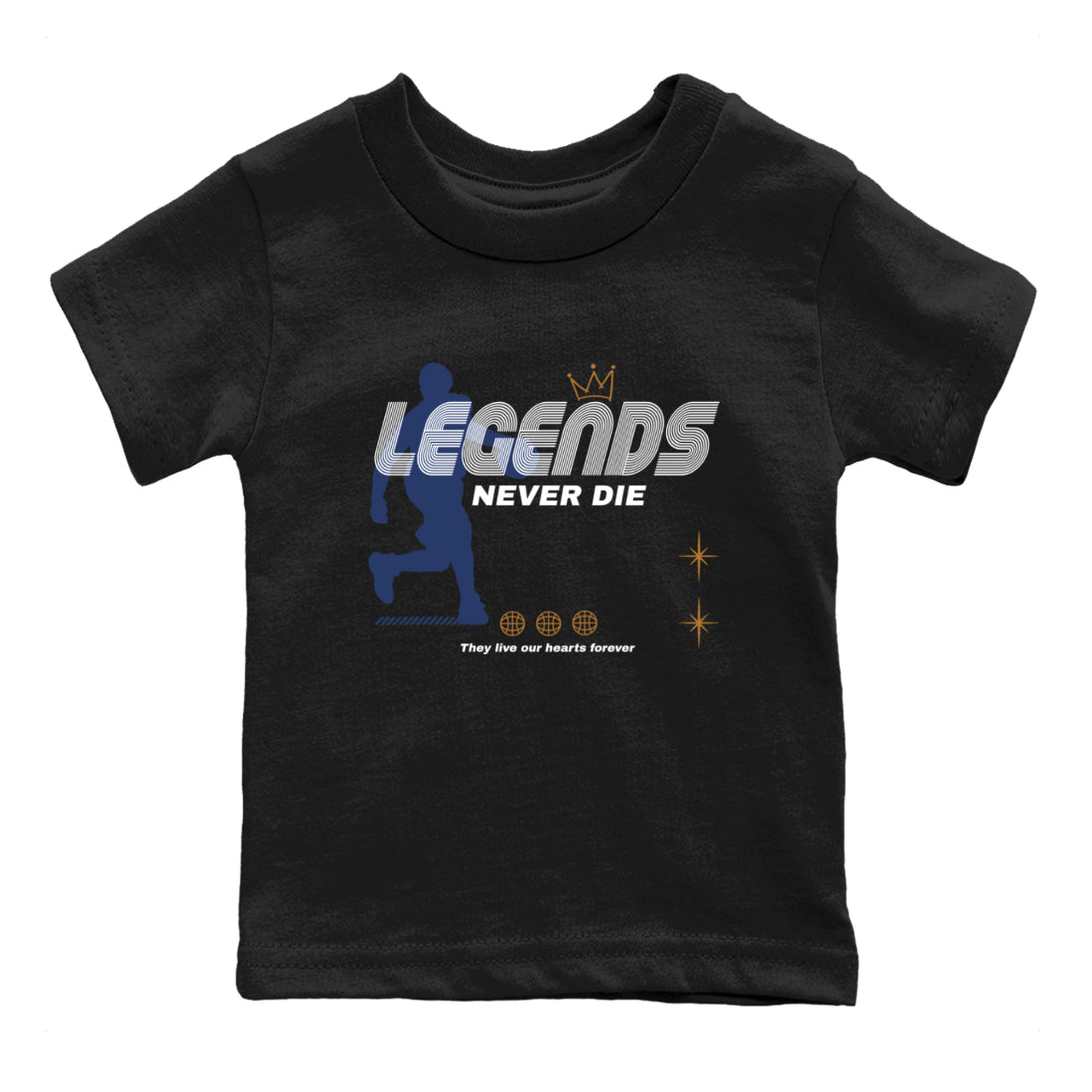 13s Midnight Navy shirts to match jordans Legends Never Die sneaker match tees Air Jordan 13 Midnight Navy match shoes to clothes Drip Gear Zone Youth Baby Black 2 tee