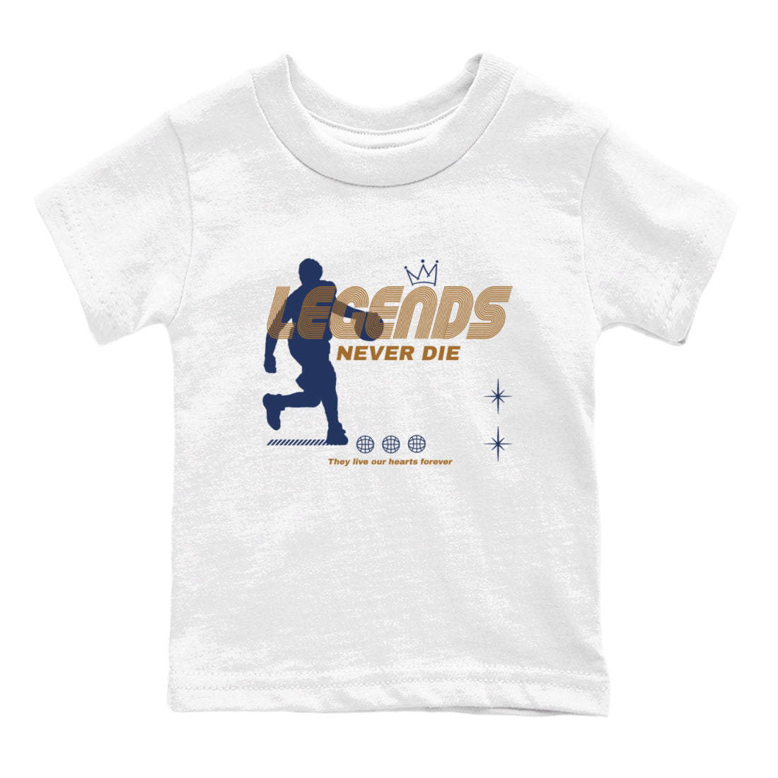 13s Midnight Navy shirts to match jordans Legends Never Die sneaker match tees Air Jordan 13 Midnight Navy match shoes to clothes Drip Gear Zone Youth Baby White 2 tee