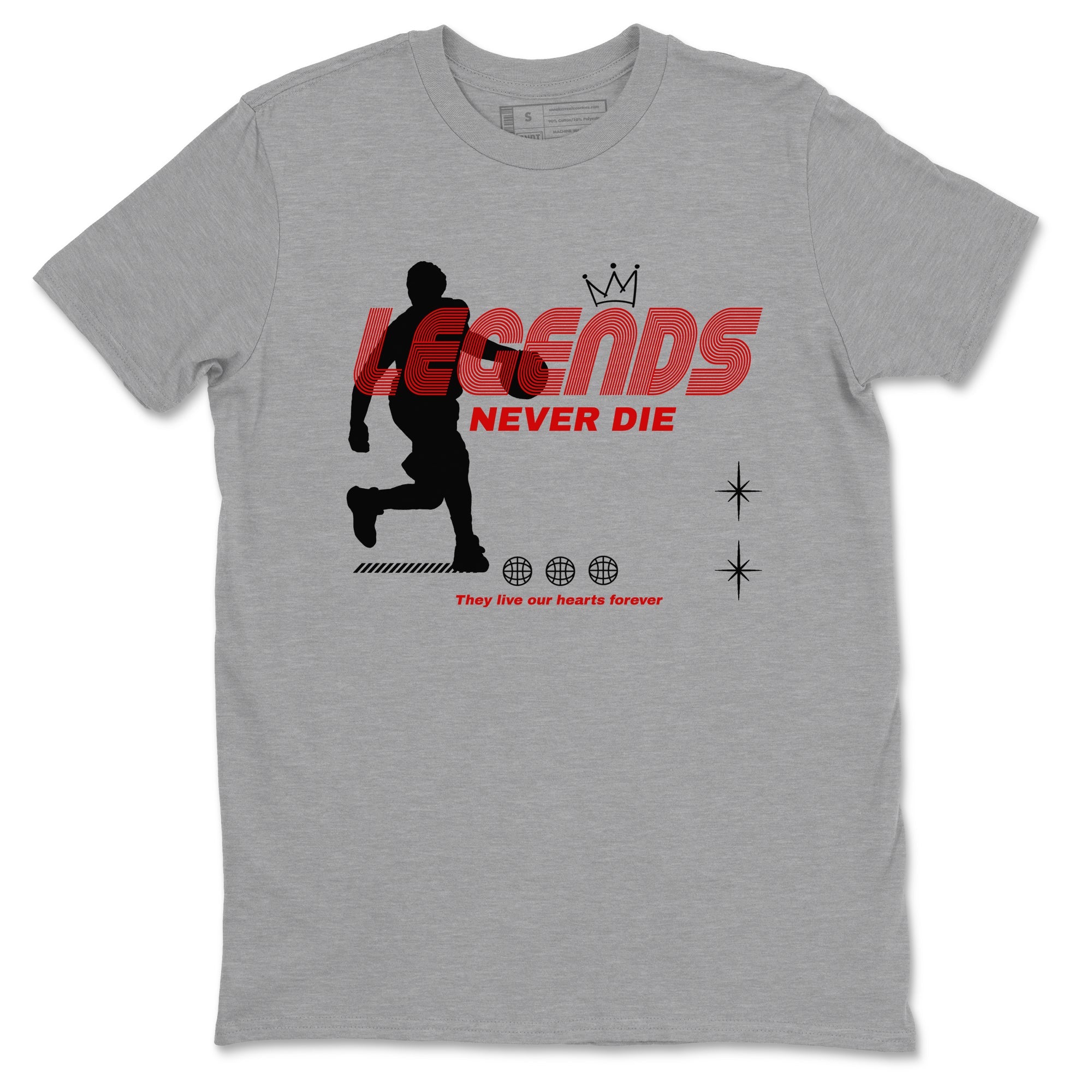 Air Jordan 14 Black Toe t shirts to match sneakers Legends Never Die sneaker match tees 14s Black Toe sneaker match tee Drip Gear Zone unisex cotton Heather Grey 2 shirts