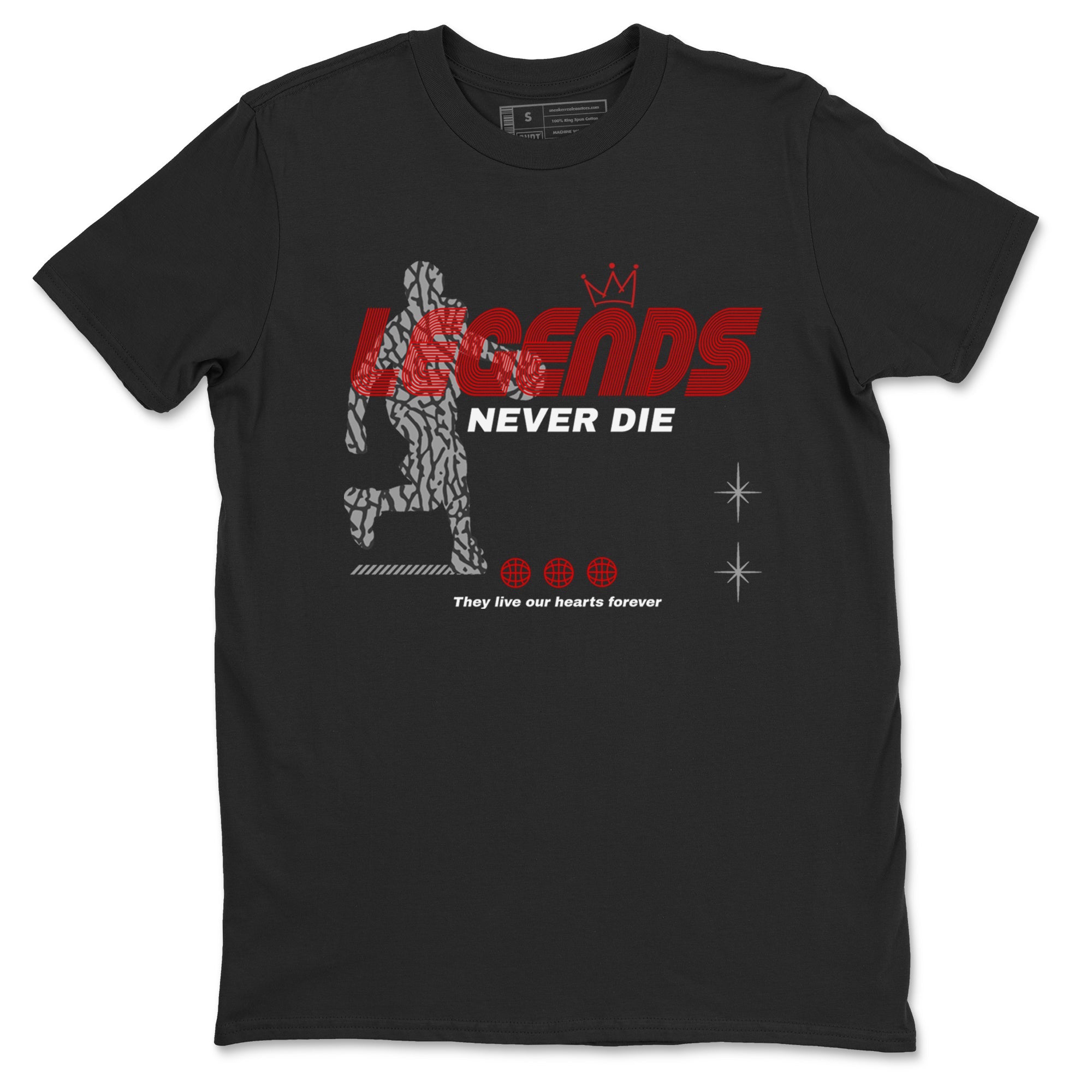 3s Black Cement shirts to match jordans Legends Never Die sneaker match tees Air Jordan 3 Black Cement match shoes to clothes Drip Gear Zone unisex cotton Black 2 shirts