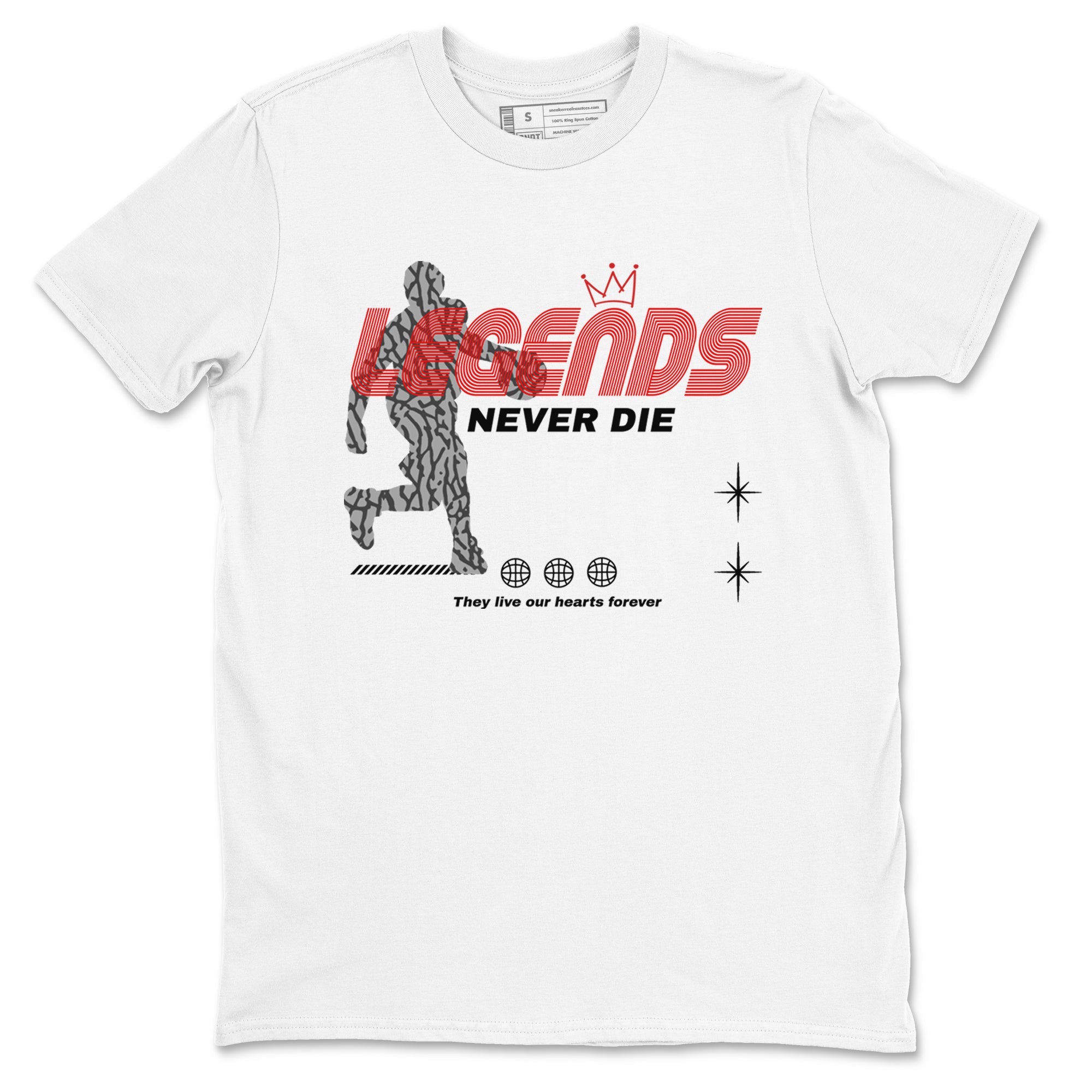 3s Black Cement shirts to match jordans Legends Never Die sneaker match tees Air Jordan 3 Black Cement match shoes to clothes Drip Gear Zone unisex cotton White 2 shirts