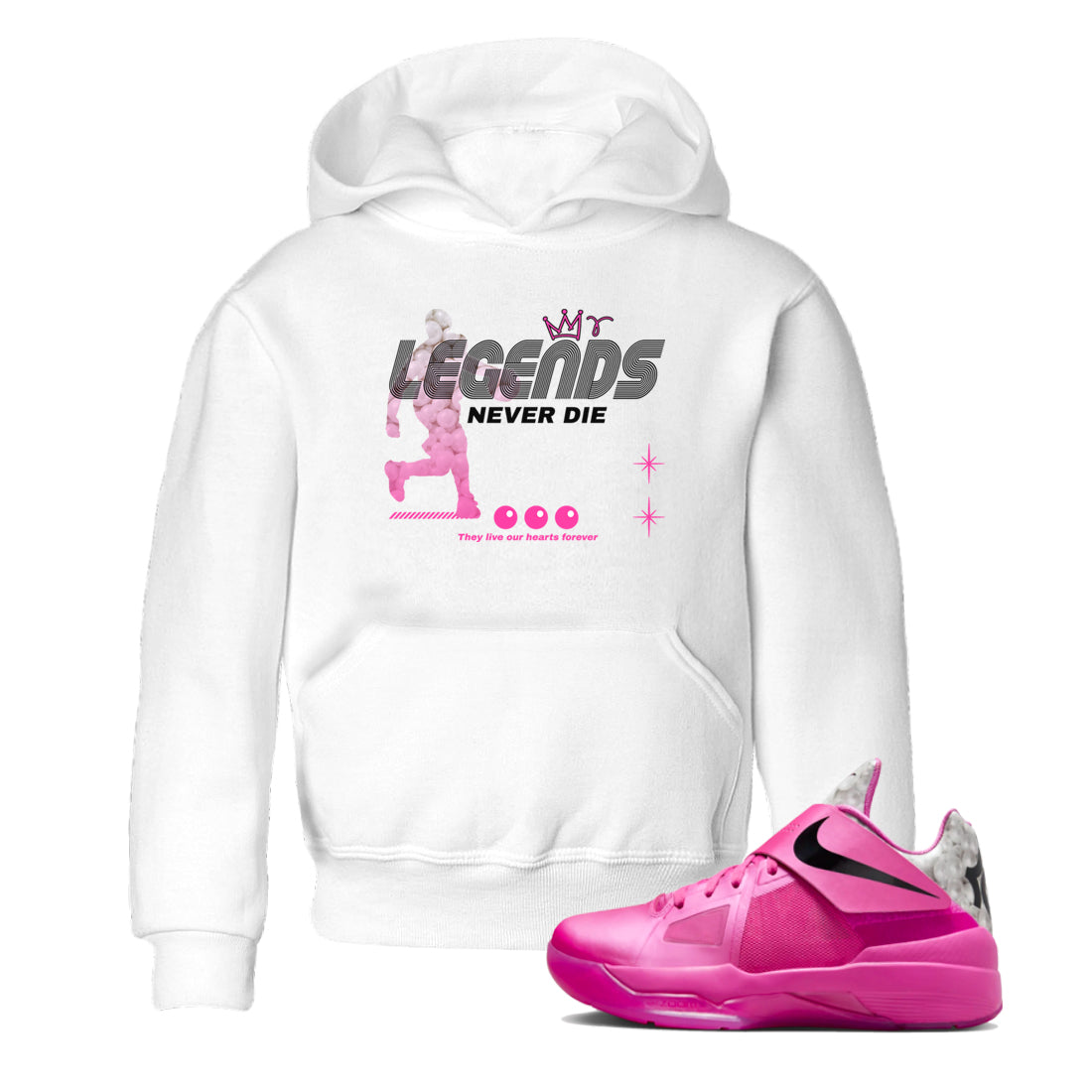 Nike KD 4 Retro Aunt Pearl shirts to match jordans Legends Never Die sneaker match tees Nike KD 4 Aunt Pearl match shoes to clothes Drip Gear Zone Youth Baby White 1 tee