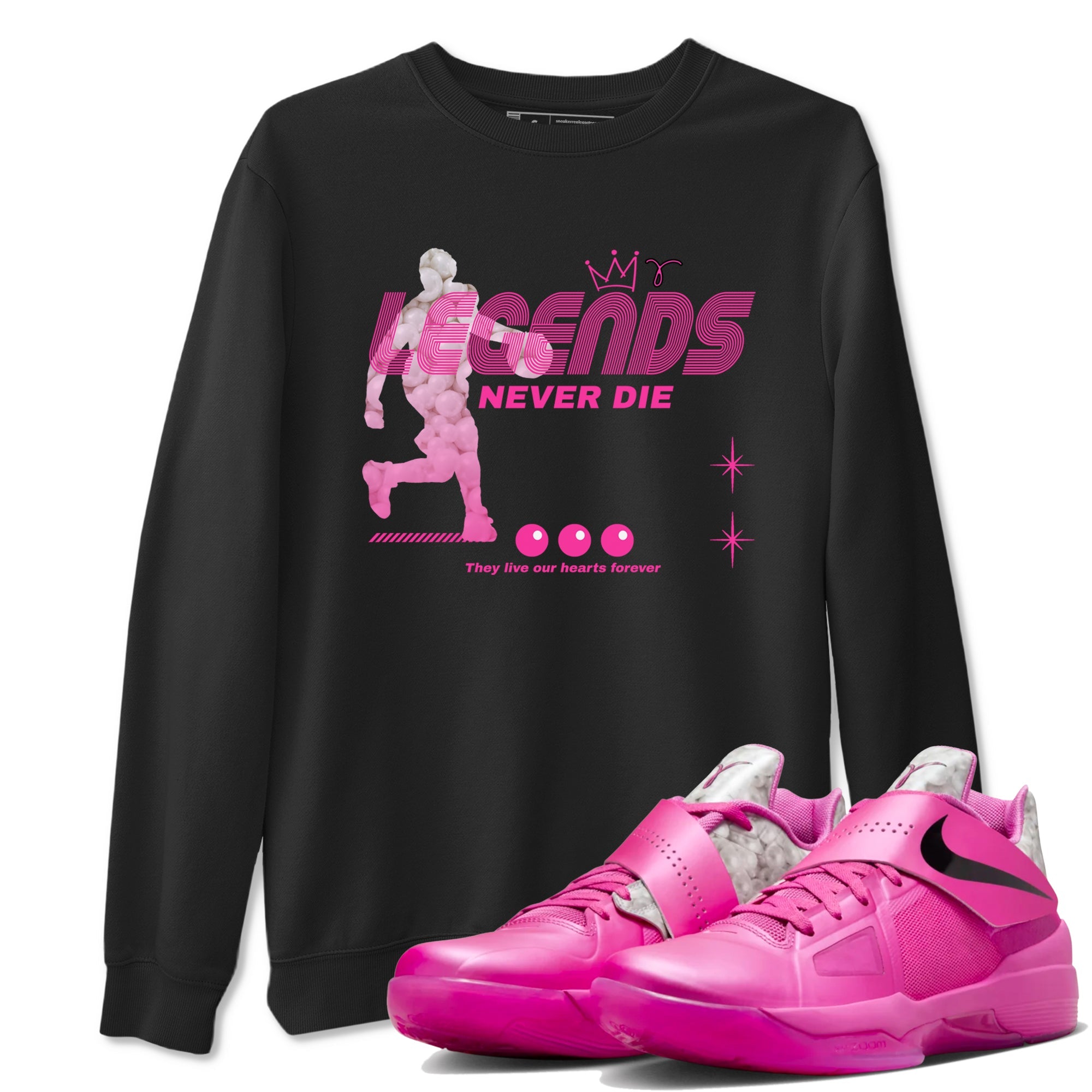 Nike KD 4 Retro Aunt Pearl shirts to match jordans Legends Never Die sneaker match tees Nike KD 4 Aunt Pearl match shoes to clothes Drip Gear Zone unisex cotton Black 1 shirts