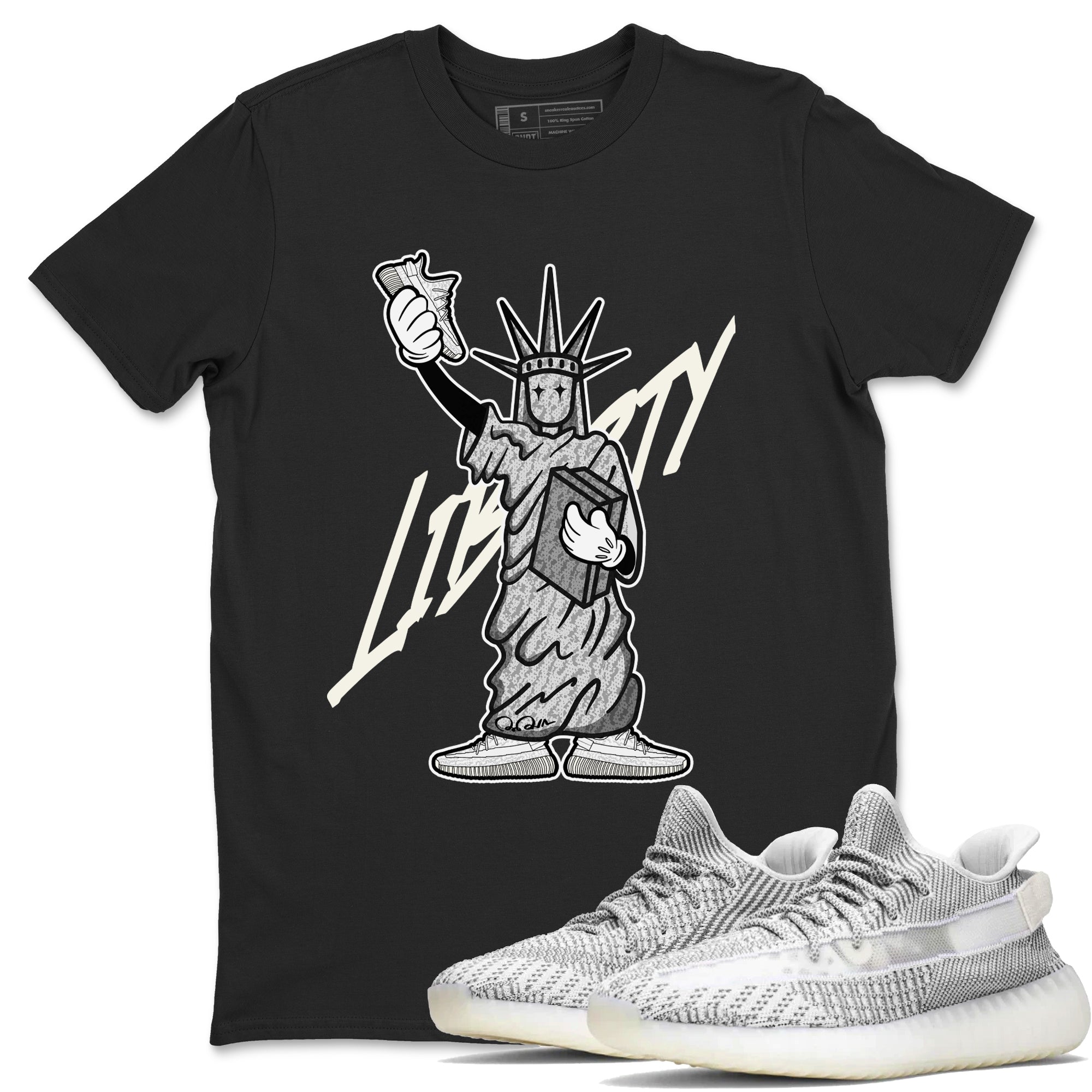 Yeezy 350 Static shirt to match jordans Liberty Of Staute sneaker tees Adidas Yeezy 350 Static Drip Gear Zone Unisex Black 1 T-Shirt