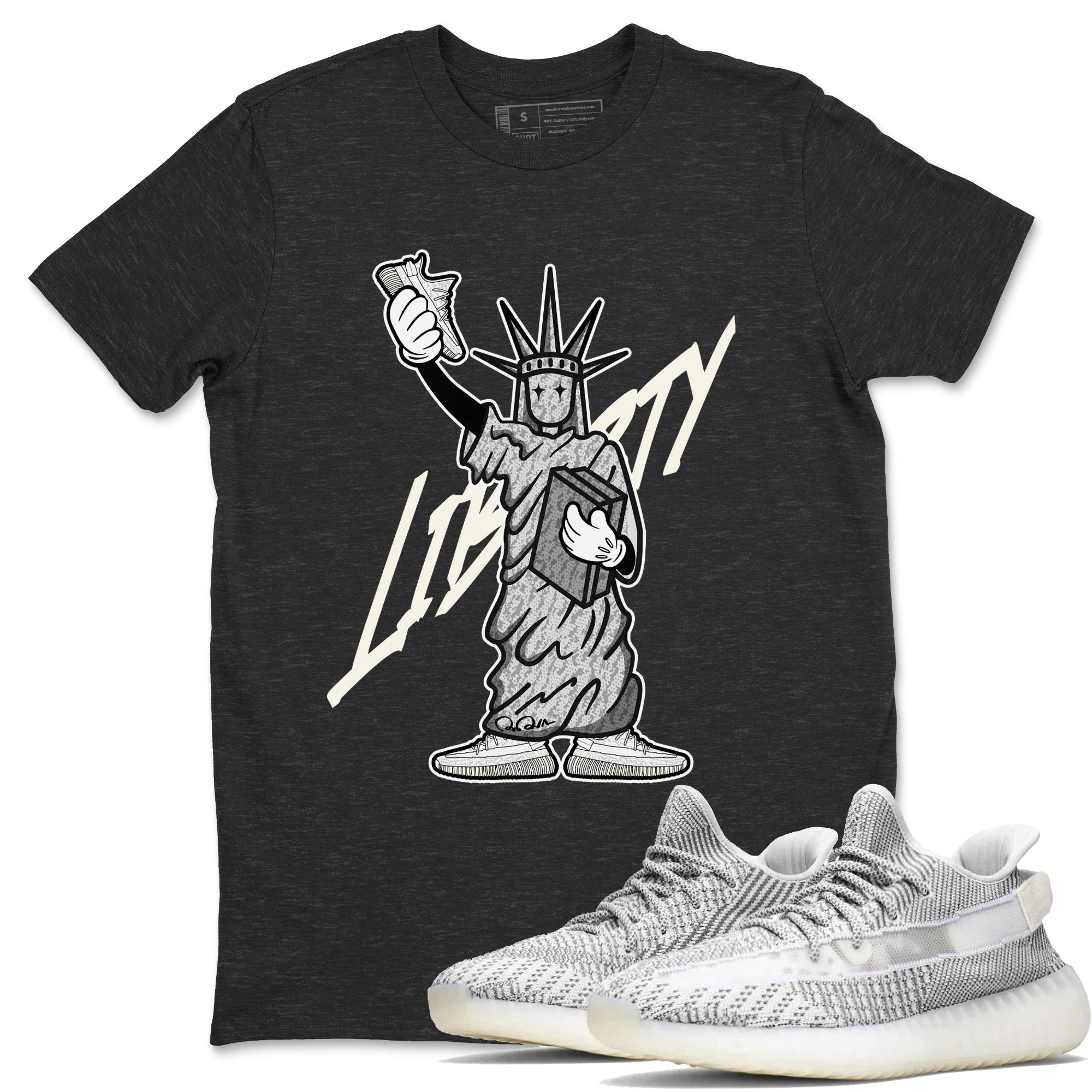 Yeezy 350 Static shirt to match jordans Liberty Of Staute sneaker tees Adidas Yeezy 350 Static Drip Gear Zone Unisex Charcoal Heather 1 T-Shirt