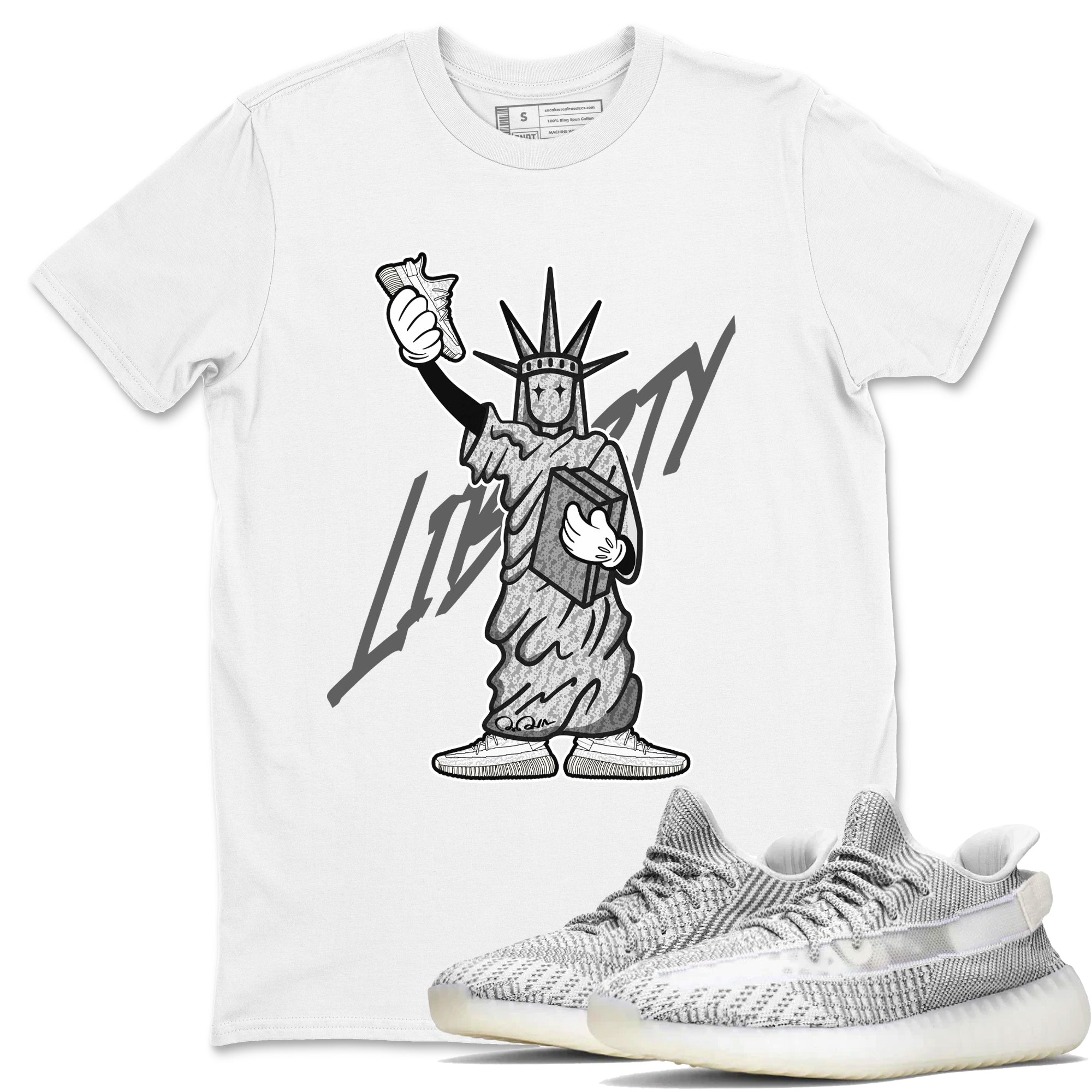 Yeezy 350 Static shirt to match jordans Liberty Of Staute sneaker tees Adidas Yeezy 350 Static Drip Gear Zone Unisex White 1 T-Shirt