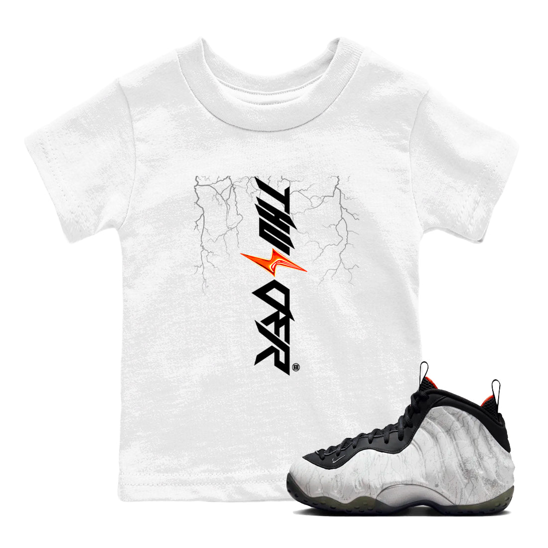Foams One Jin shirts to match jordans Lightning Thunder sneaker match tees Air Foamposite One Jin match shoes to clothes Drip Gear Zone Youth Baby White 1 tee