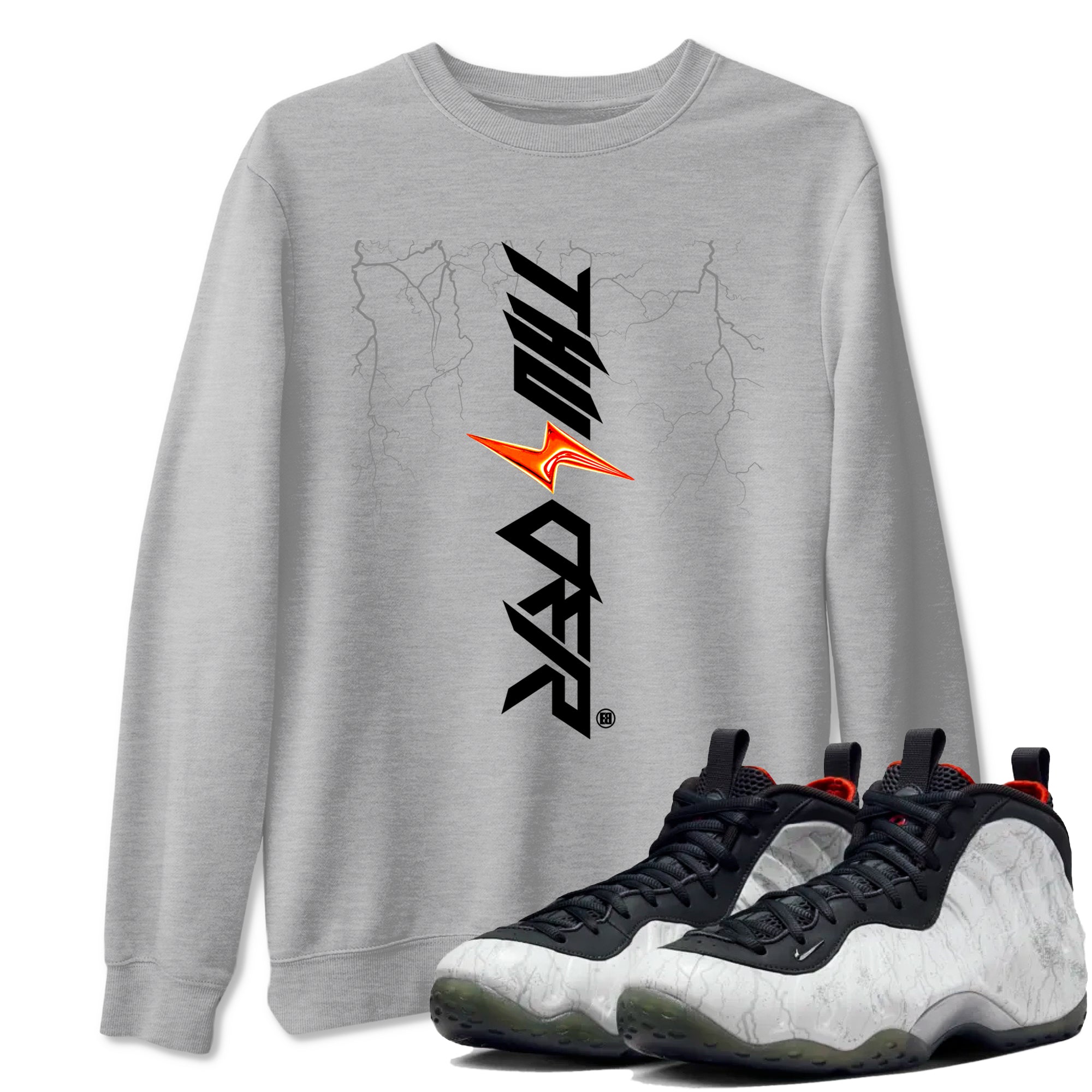 Foams One Jin shirts to match jordans Lightning Thunder sneaker match tees Air Foamposite One Jin match shoes to clothes Drip Gear Zone unisex cotton Heather Grey 1 shirts