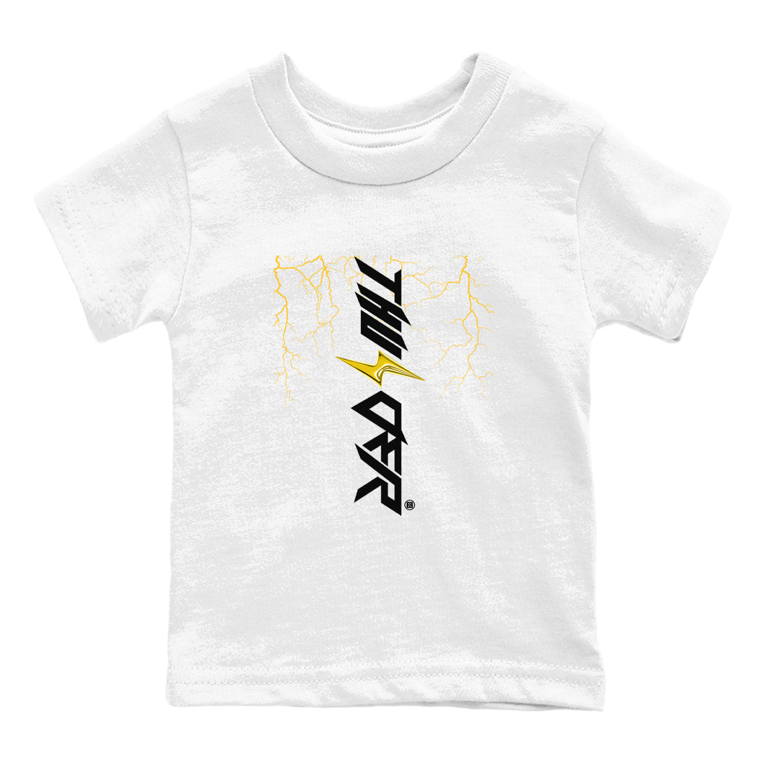 AJ4 Thunder shirts to match jordans Lightning Thunder sneaker match tees Air Jordan 4 Thunder Drip Gear Zone streetwear brand Baby and Youth White 2 cotton tee