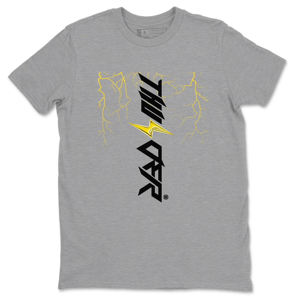 AJ4 Thunder shirts to match jordans Lightning Thunder sneaker match tees Air Jordan 4 Thunder Drip Gear Zone streetwear brand Heather Grey 2 unisex cotton tee