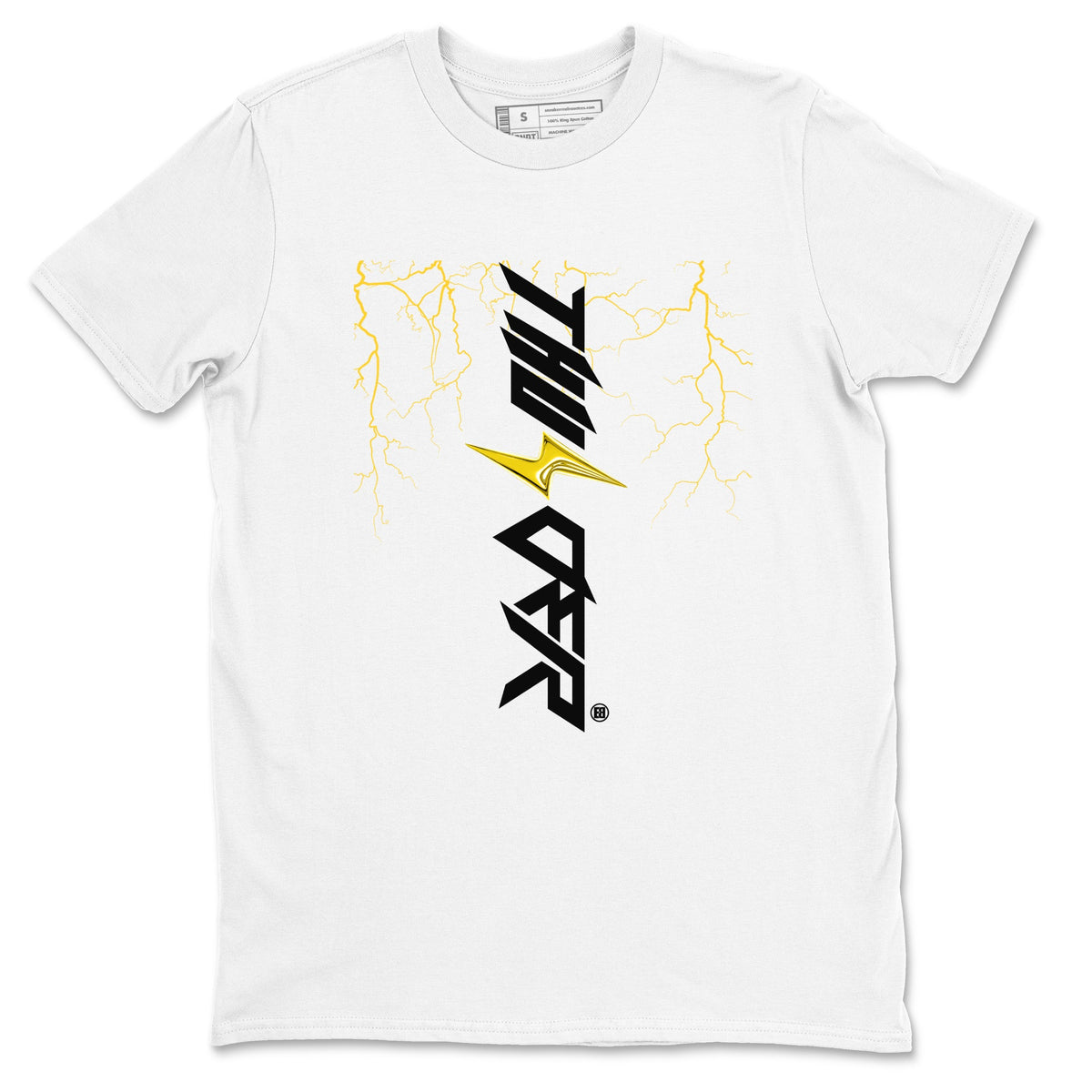 AJ4 Thunder shirts to match jordans Lightning Thunder sneaker match tees Air Jordan 4 Thunder Drip Gear Zone streetwear brand White 2 unisex cotton tee