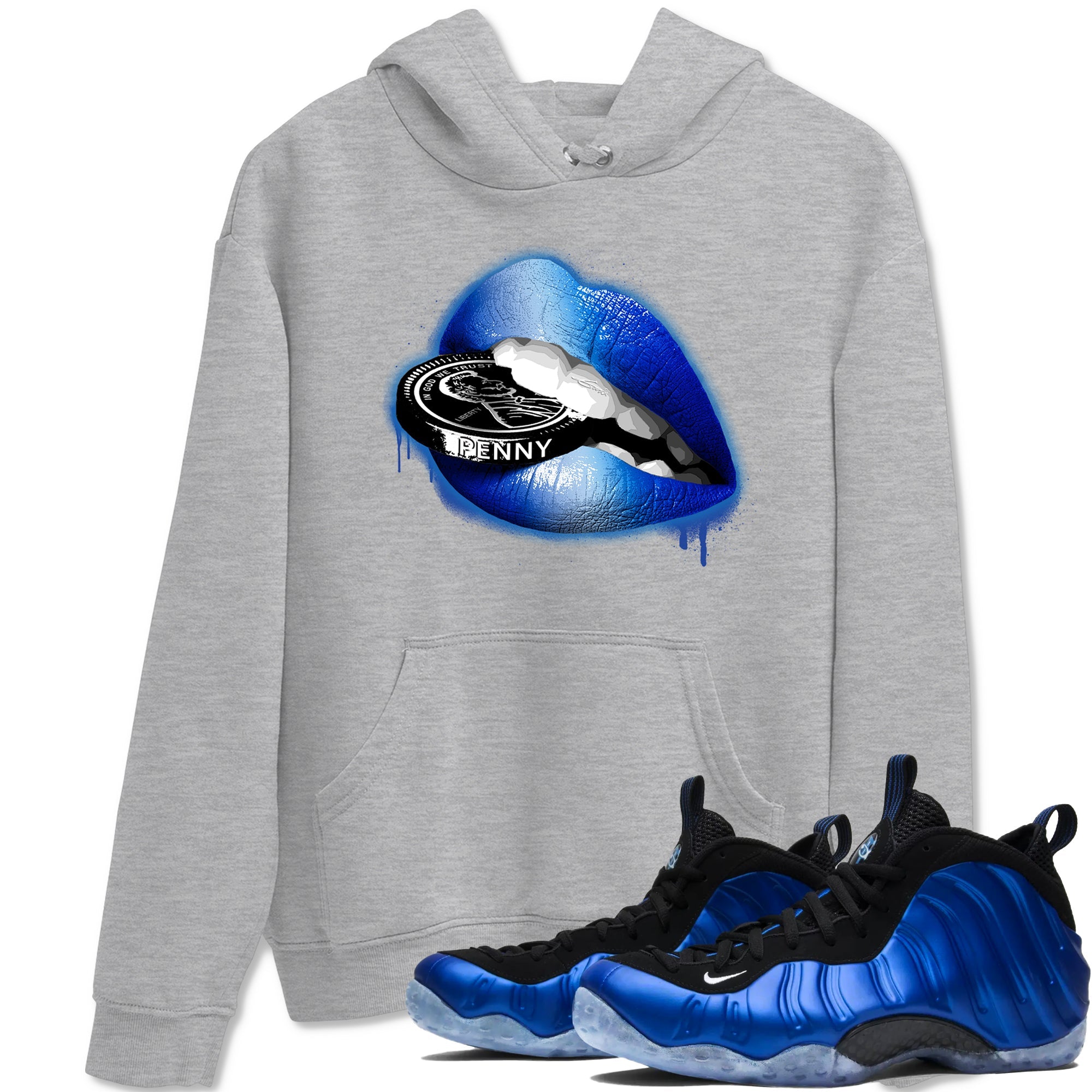 Foams One Royal shirts to match jordans Lips Coin sneaker match tees Air Foamposite One Royal match shoes to clothes Drip Gear Zone unisex cotton Heather Grey 1 shirts