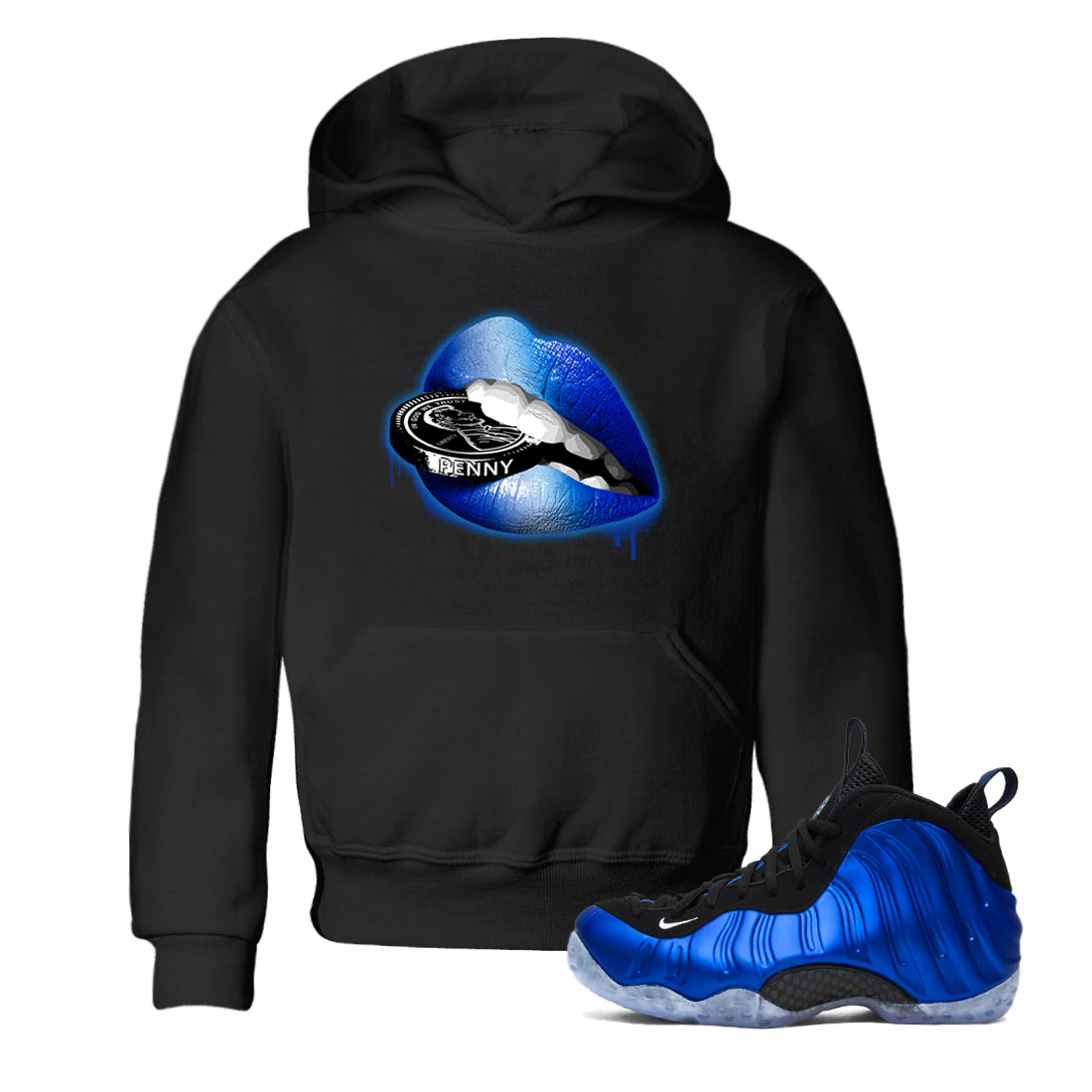 Foams One Royal shirts to match jordans Lips Coin sneaker match tees Air Foamposite One Royal match shoes to clothes Drip Gear Zone Youth Baby Black 1 tee