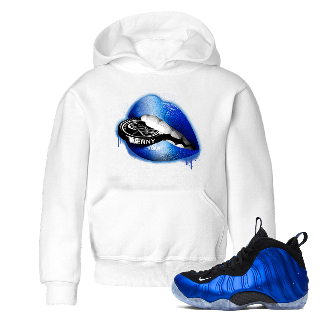 Foams One Royal shirts to match jordans Lips Coin sneaker match tees Air Foamposite One Royal match shoes to clothes Drip Gear Zone Youth Baby White 1 tee