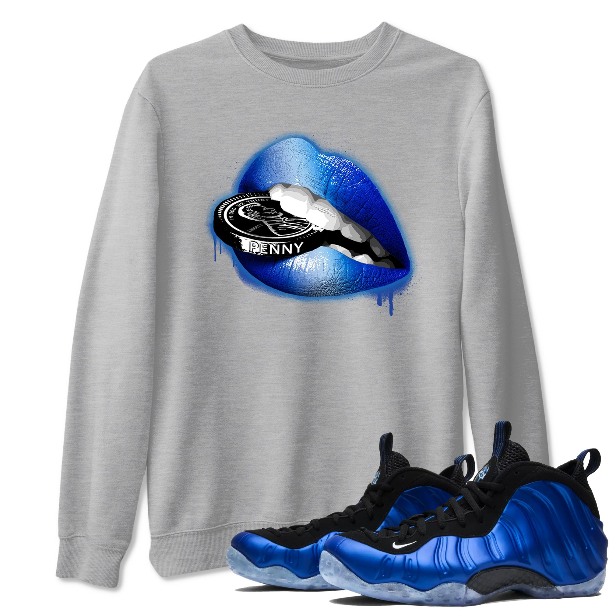 Foams One Royal shirts to match jordans Lips Coin sneaker match tees Air Foamposite One Royal match shoes to clothes Drip Gear Zone unisex cotton Heather Grey 1 shirts