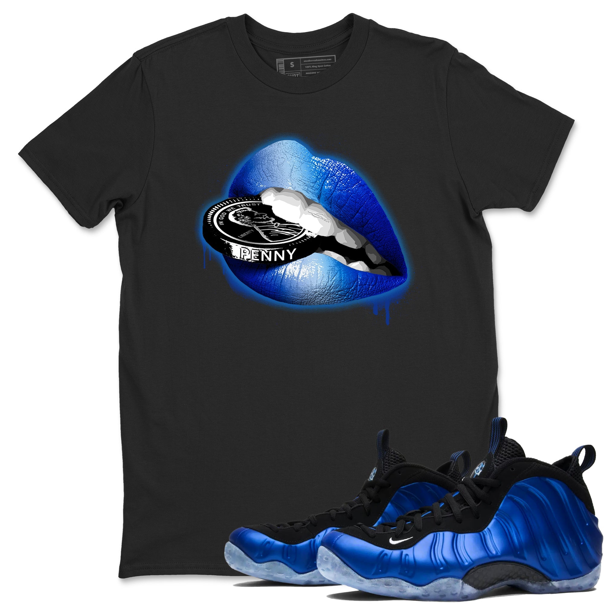 Foams One Royal shirts to match jordans Lips Coin sneaker match tees Air Foamposite One Royal match shoes to clothes Drip Gear Zone unisex cotton Black 1 shirts