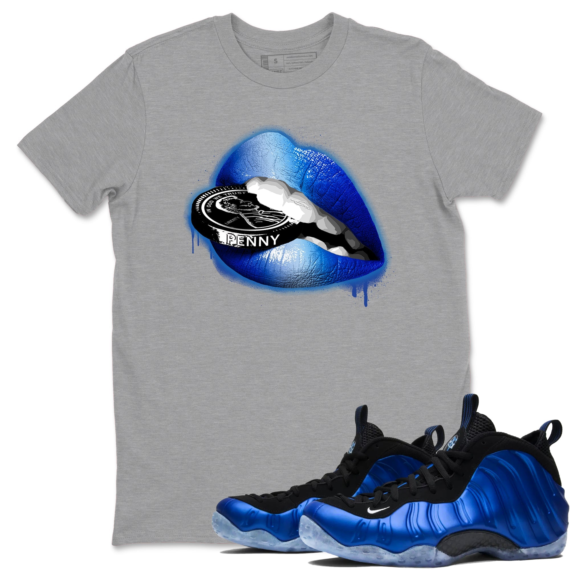Foams One Royal shirts to match jordans Lips Coin sneaker match tees Air Foamposite One Royal match shoes to clothes Drip Gear Zone unisex cotton Heather Grey 1 shirts
