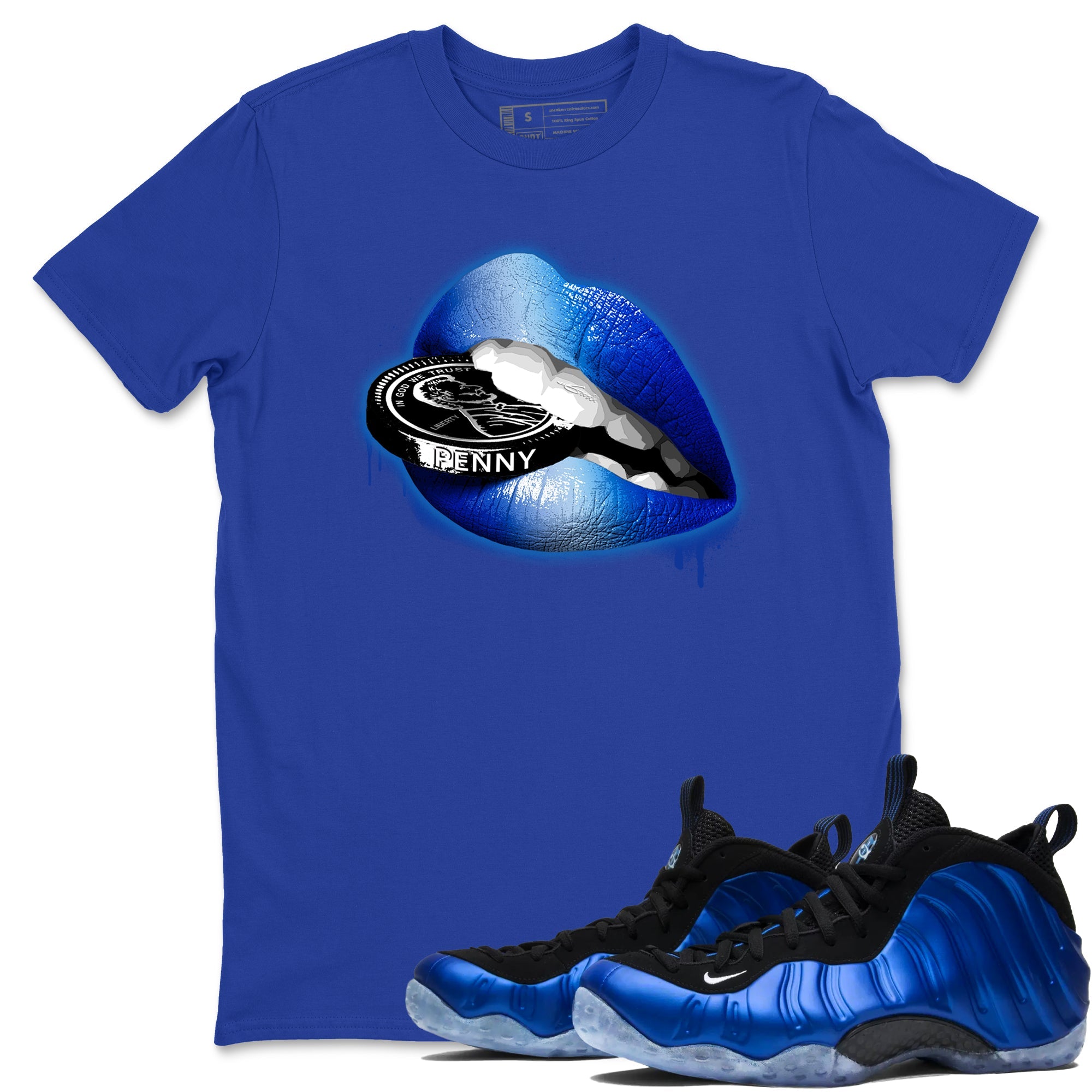 Foams One Royal shirts to match jordans Lips Coin sneaker match tees Air Foamposite One Royal match shoes to clothes Drip Gear Zone unisex cotton Royal Blue 1 shirts
