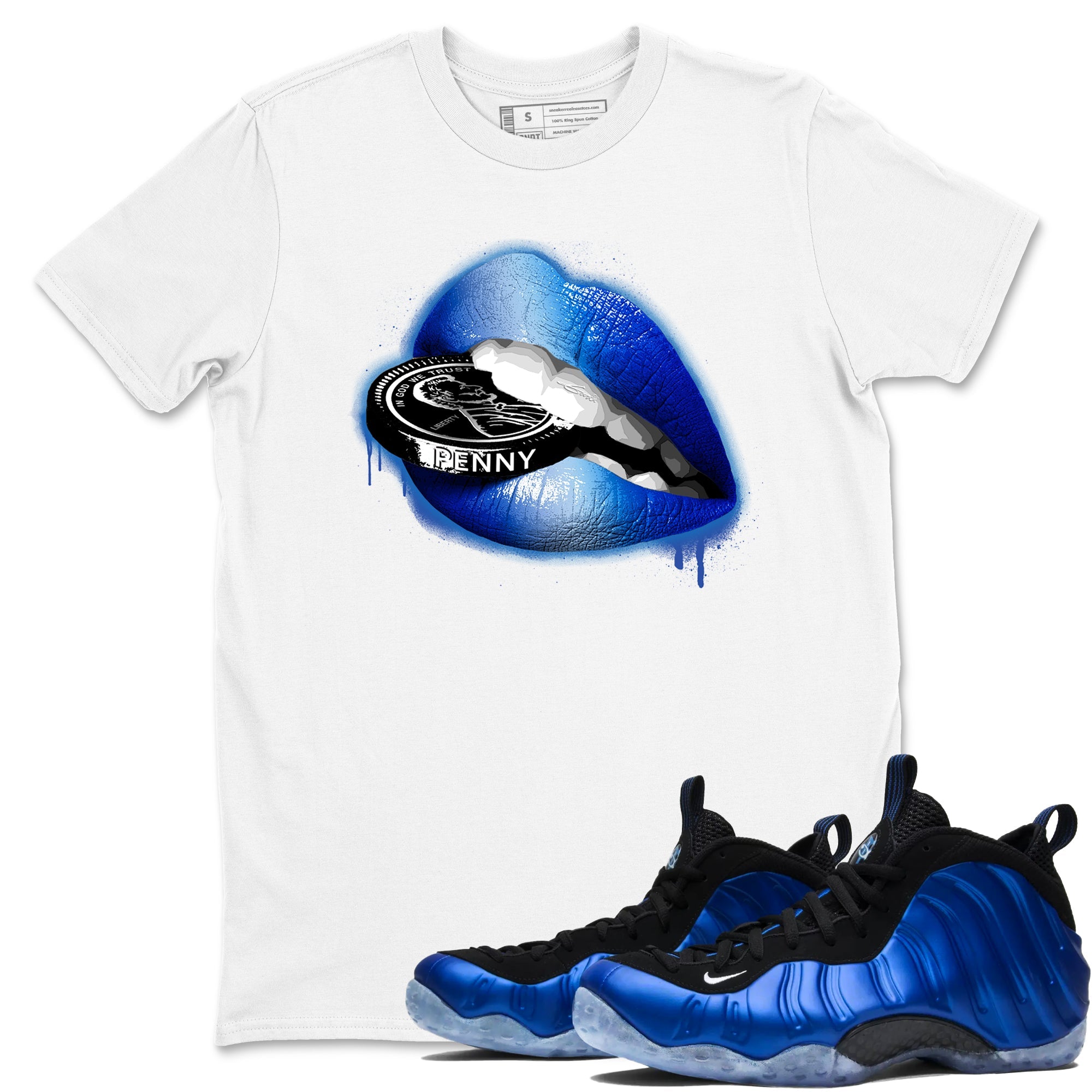 Foams One Royal shirts to match jordans Lips Coin sneaker match tees Air Foamposite One Royal match shoes to clothes Drip Gear Zone unisex cotton White 1 shirts