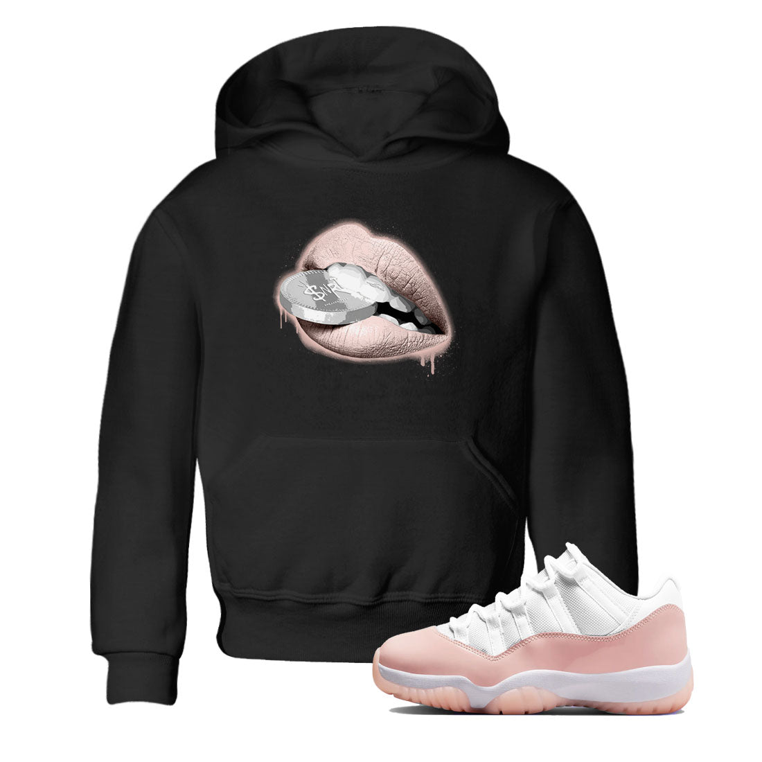 11s Legend Pink shirts to match jordans Lips Coin sneaker match tees Air Jordan 11 Legend Pink Drip Gear Zone streetwear brand Baby and Youth Black 1 cotton tee