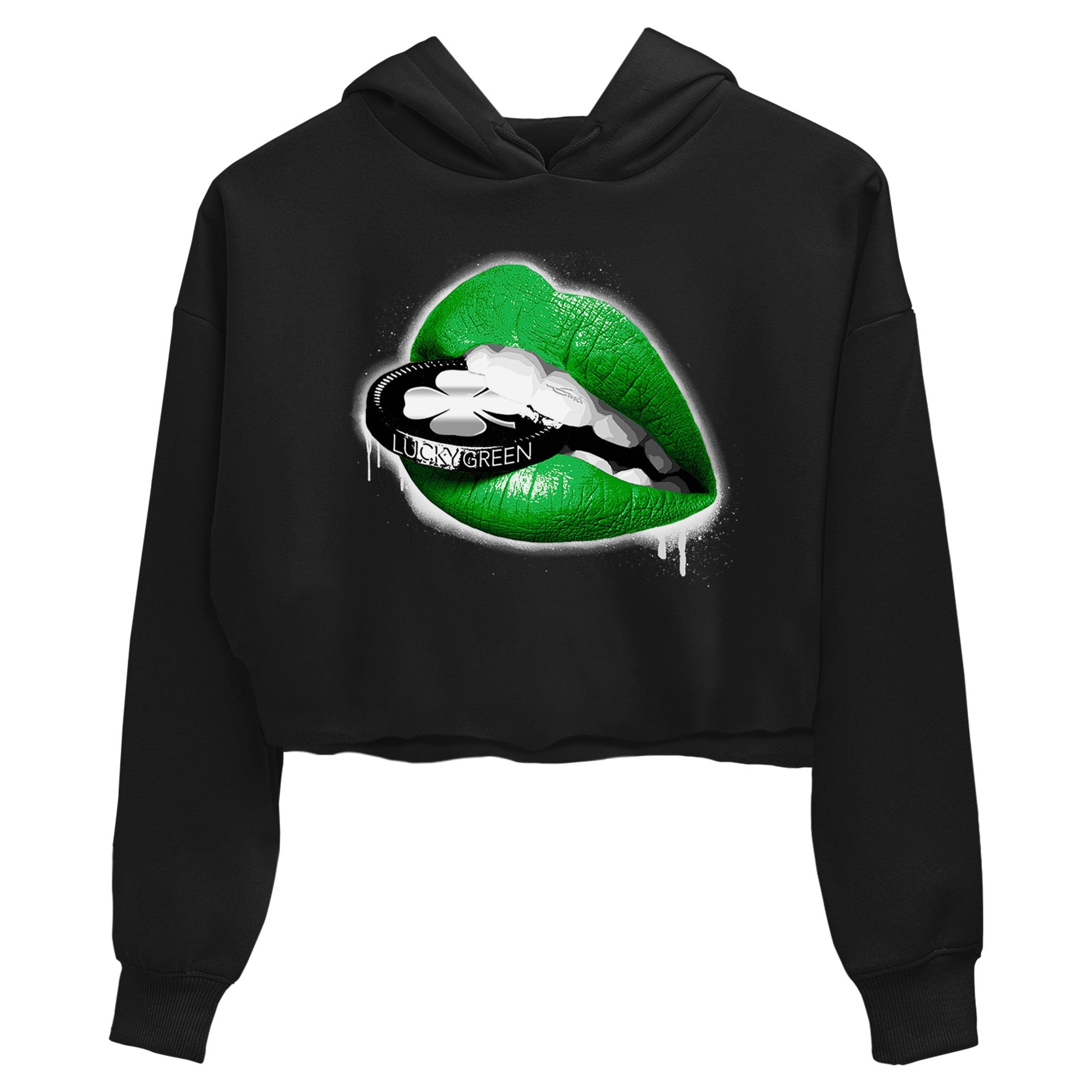 AJ5 Retro Lucky Green shirt to match jordans Lips Coin sneaker tees Air Jordan 5 Retro Lucky Green Drip Gear Zone Casual Crew Neck T-Shirt Black 2 Crop T-Shirt