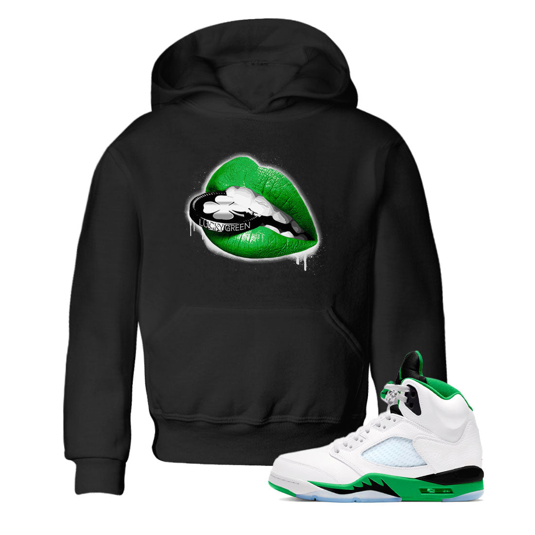 AJ5 Retro Lucky Green shirt to match jordans Lips Coin sneaker tees Air Jordan 5 Retro Lucky Green Drip Gear Zone Casual Crew Neck T-Shirt Baby Toddler Black 1 T-Shirt